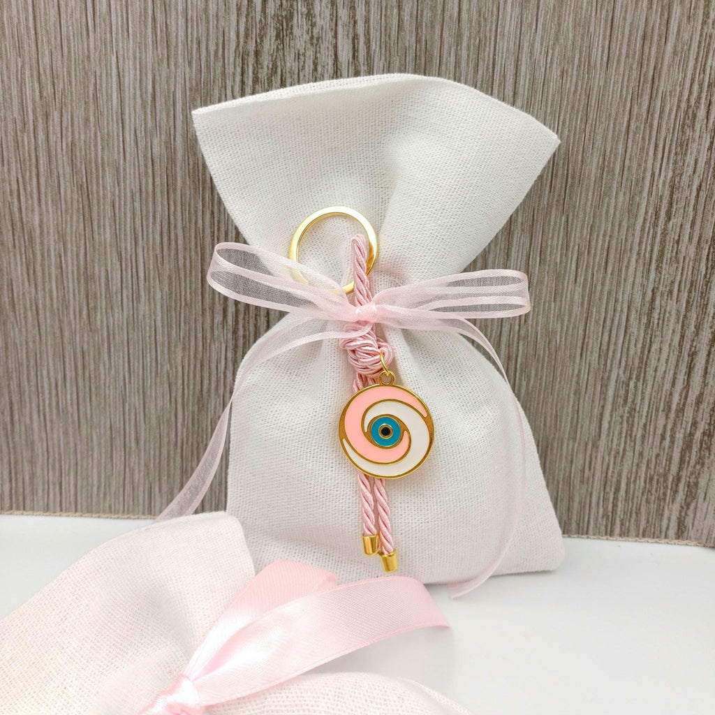 10 pcs, Greek baptism bombonieres, Orthodox Baptism- Evil Eye Martyrika Keychain-Girl Baptism Favor -Mibautizo -Witness gifts-koufeta almond