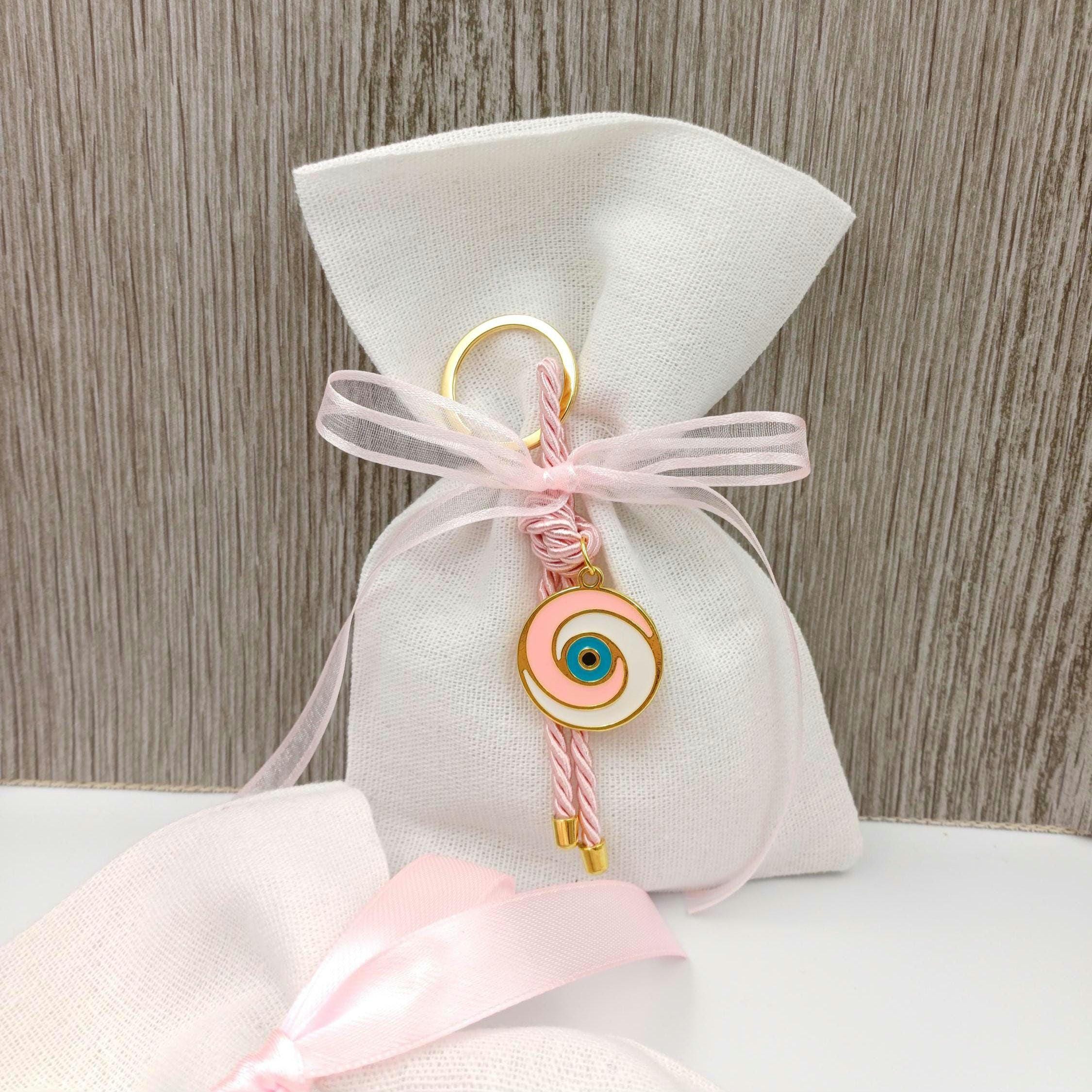 10 pcs, Greek baptism bombonieres, Orthodox Baptism- Evil Eye Martyrika Keychain-Girl Baptism Favor -Mibautizo -Witness gifts-koufeta almond