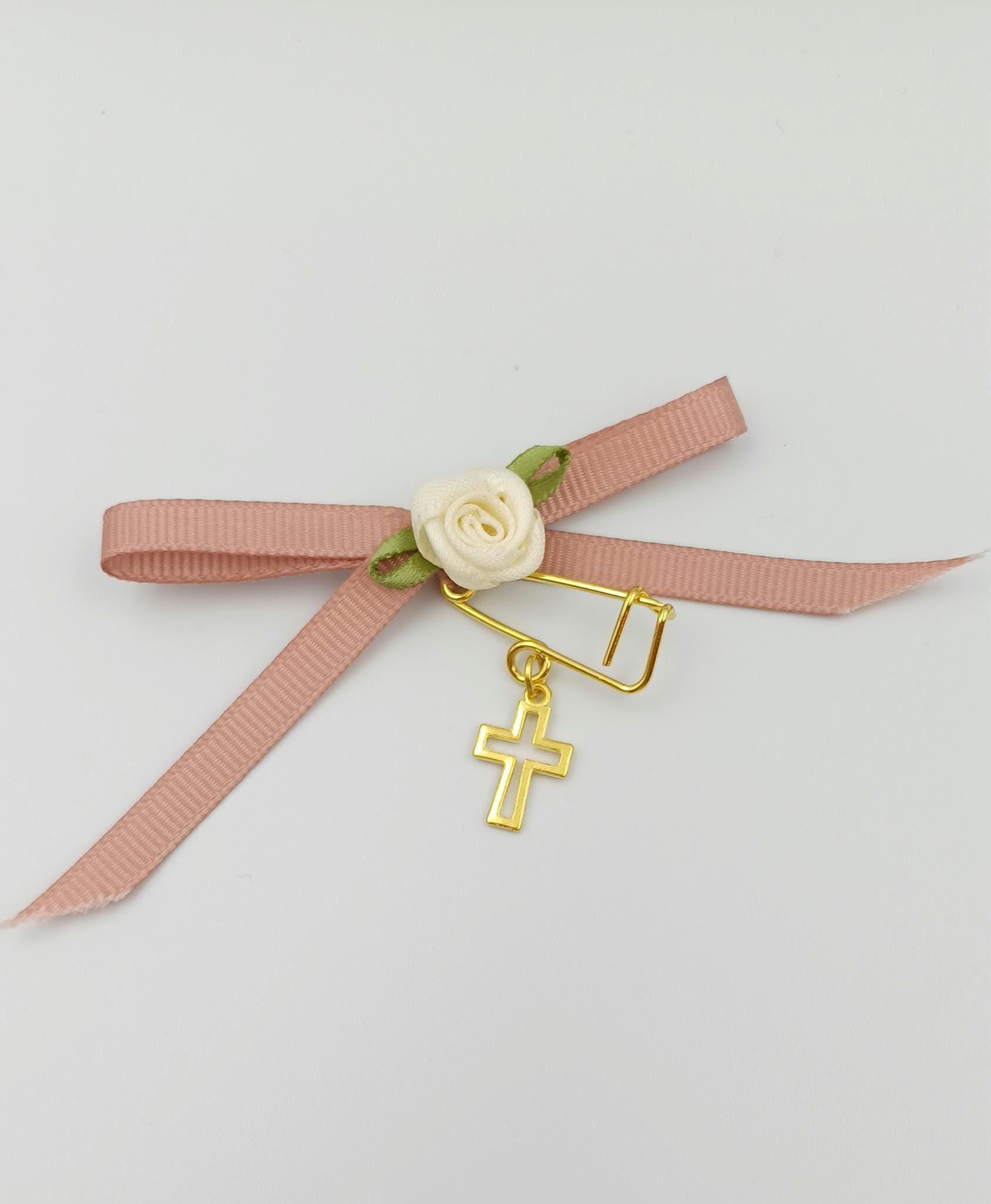 10 pcs, Martyrika safe pins, Girl baptism, Witness favors pins, Greek Orthodox baptism , Cross pin favors, Martirika, First communion  pin.