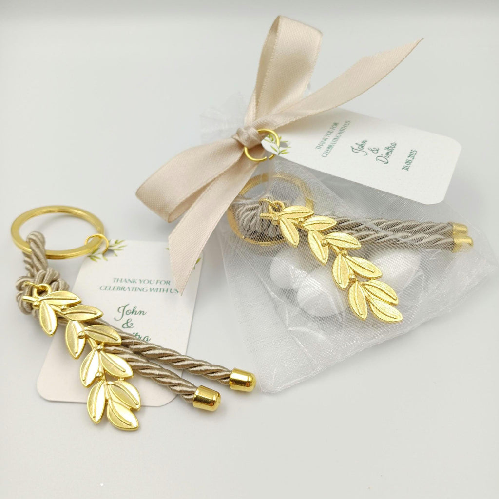 10 pcs, Personalized Martirika Keychain favors olive branch , bridal shower favors, Greek Wedding Favors,Baptism favors, bomboniera koufeta