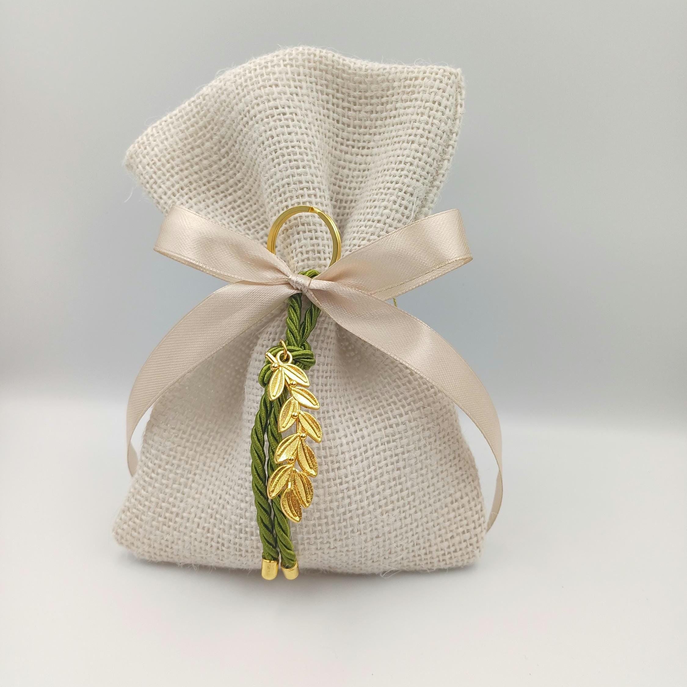 Greek Orthodox  bombonieres,Wedding  Almond Candy Favors , Olive branch favors,Bridal Shower,Rustic baptism Favors burlap bag,Koufeta, 10 pcs