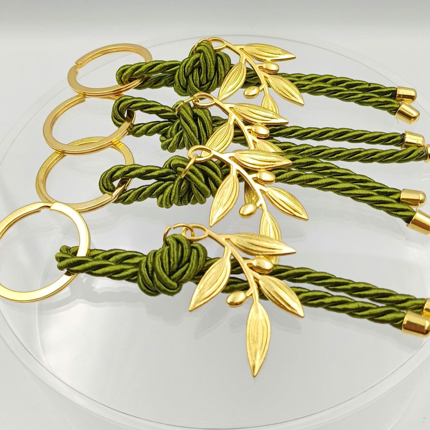 Personalized Olive branch Keychain favors, Martyrika, Martirika Greek wedding witness gifts, baptism favor, Gift for guests in bags, 10 pcs