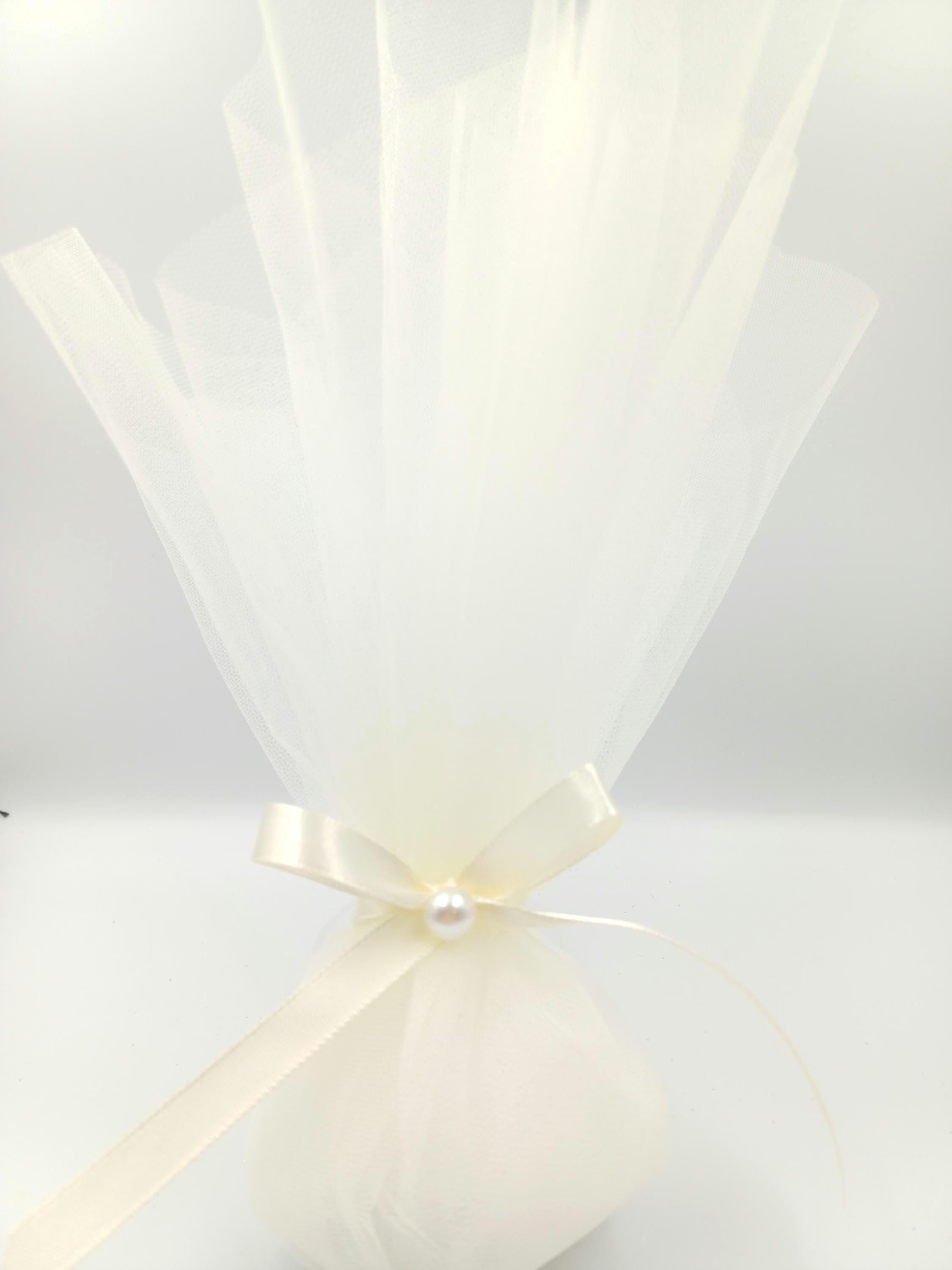 10 pcs, Greek Bombonieres, Orthodox wedding, Greek traditional tulle favor, Christening wedding favors with pearl, koufeta jordan almond.