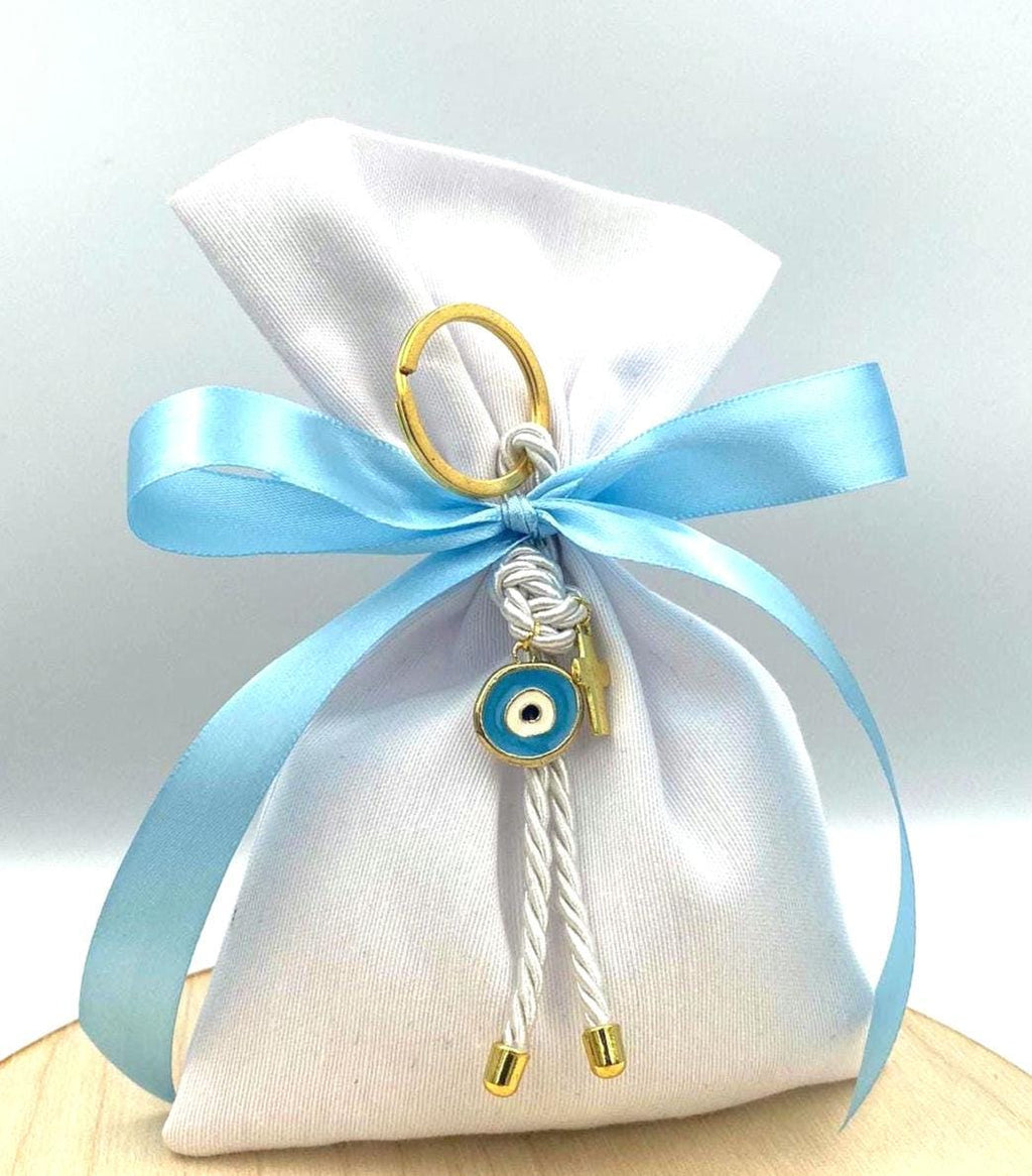 10pcs, Greek baptism favors, Evil eye keychain martyrika , Boy baptism, Christening favor, koyfeta, bomboniera almond candy favor.