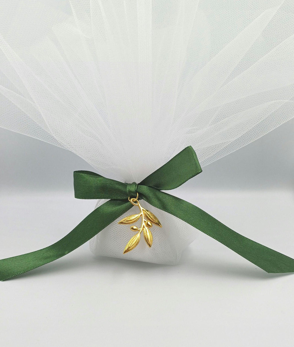 10 pcs, Greek wedding boubouniera, Tulle Wedding Favor, Olive branch favor, Orthodox wedding,  Mpomponiera, Bomboniere, Koufeta.