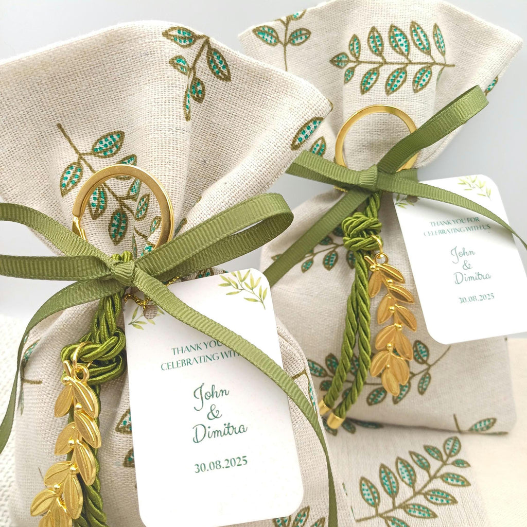 Personalized Olive Wedding Favors Olive branch Bombonieres Koufeta Gifts for Guests almond candy bags Greek baptism favors 10 pcs