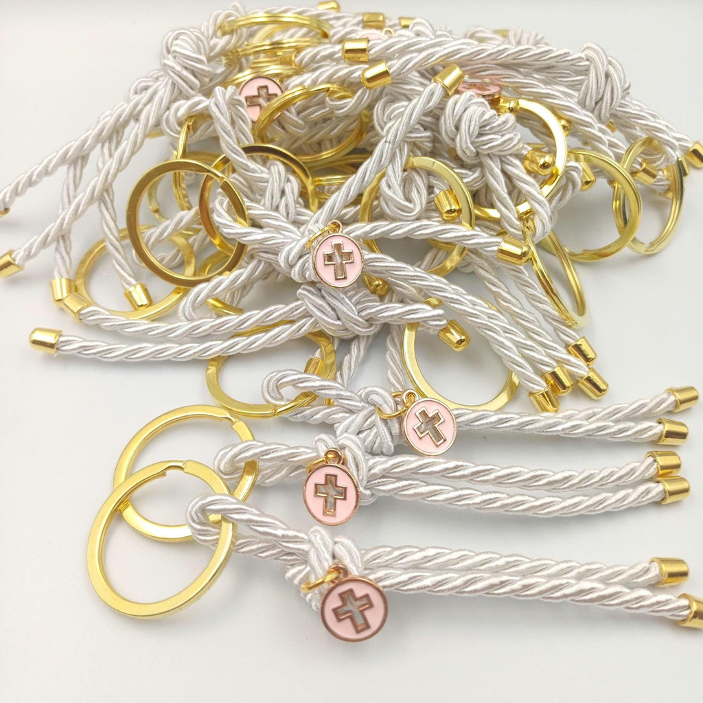 Baptism favors pink cross keychain Martyrika , Communion favors ,Greek Orthodox Witness favor first communion mi bautizo gifts,10 pcs.