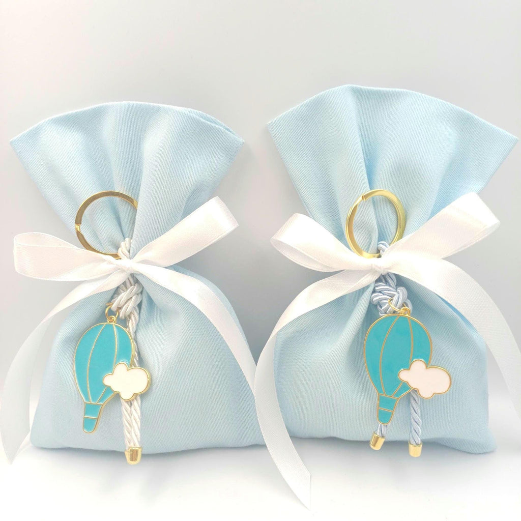 Boy baptism favor Greek baptism boubounieres baby blue Almond candy bags baby shower favor first communion party gift hot air balloon 10 pcs