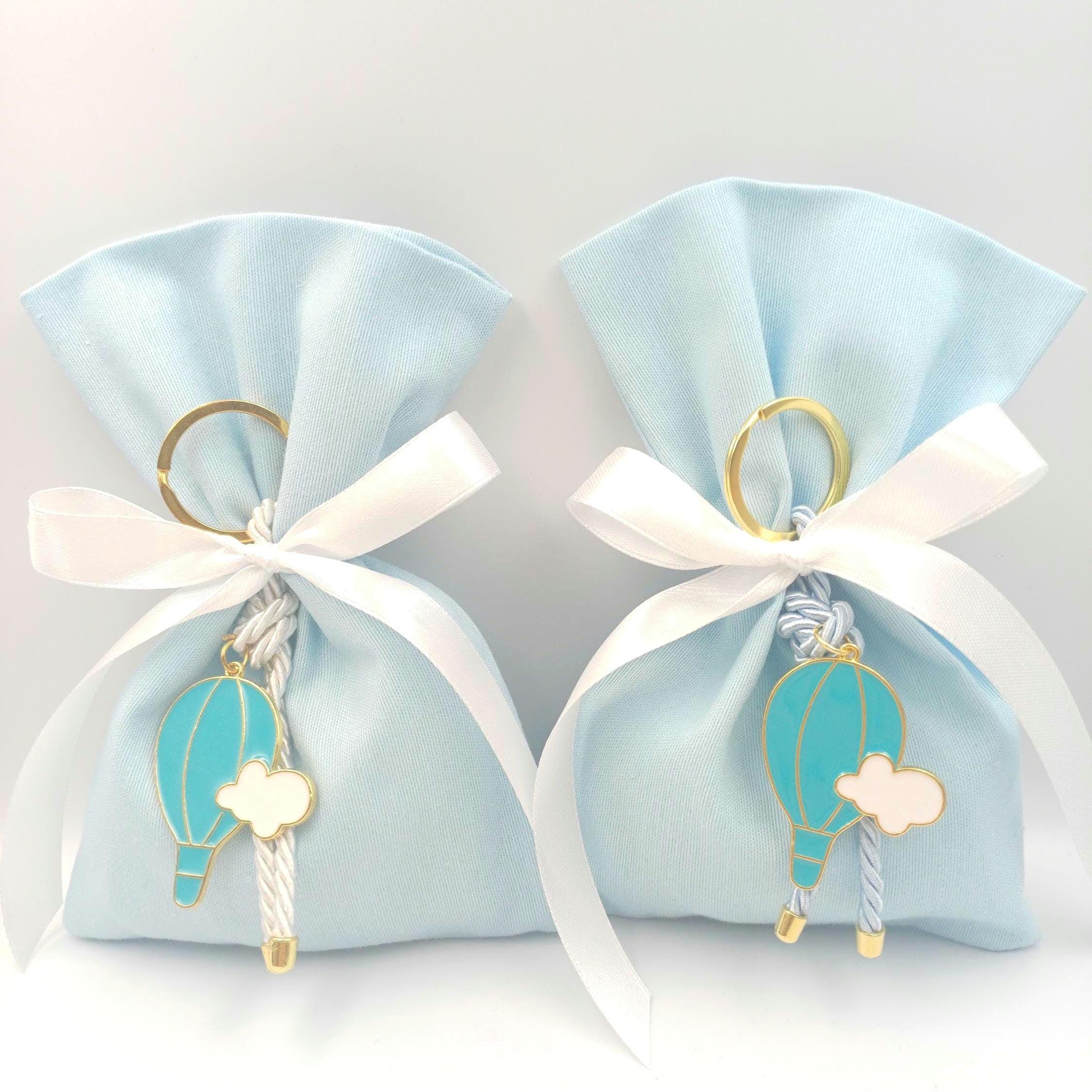 Boy baptism favor Greek baptism boubounieres baby blue Almond candy bags baby shower favor first communion party gift hot air balloon 10 pcs