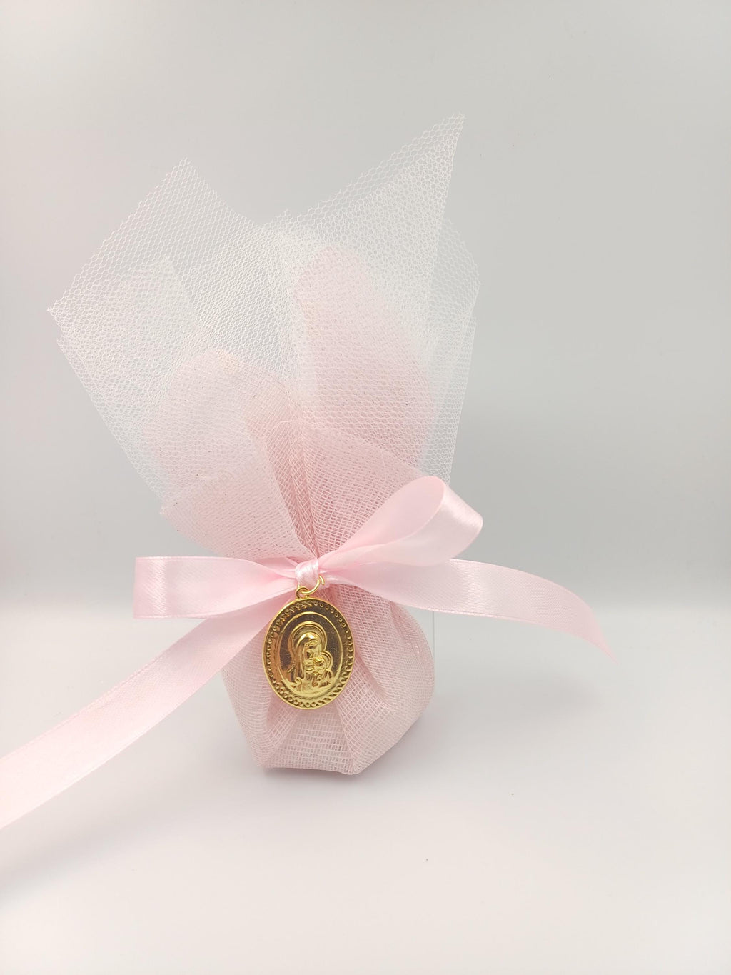 Ιcon Favors Greek baptism boboniera Koufeta Christening Panagia and Christos icon, Mary and Jesus pink tulle Orthodox favor for girl,10 pcs.
