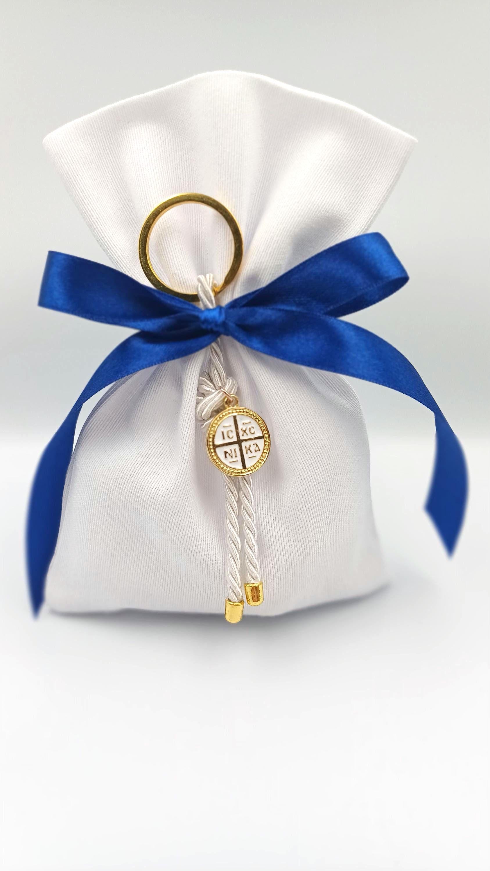 10 pcs, Greek  Orthodox baptism boubounieres, first communion Keychain favors, Boy baptism, Koufeta almond candy, Bombonieres, martyrika.