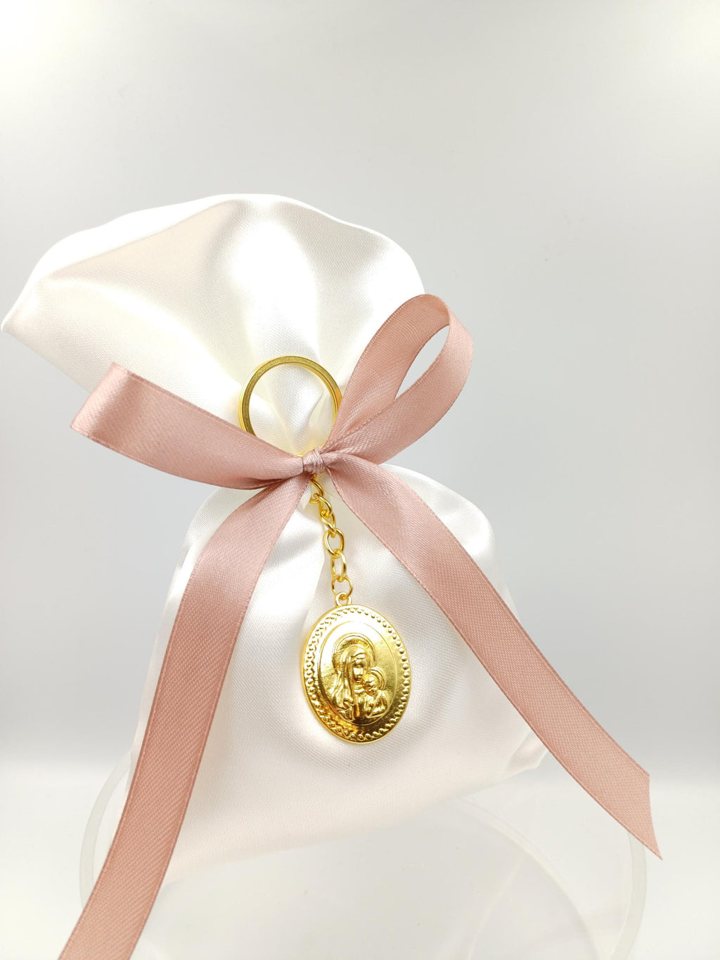 10 pcs, Greek baptism  bombonieres, Christening favor Panagia icon, Orthodox Keychain favors, Girl baptism,Koufeta, Almond candy satin bags.