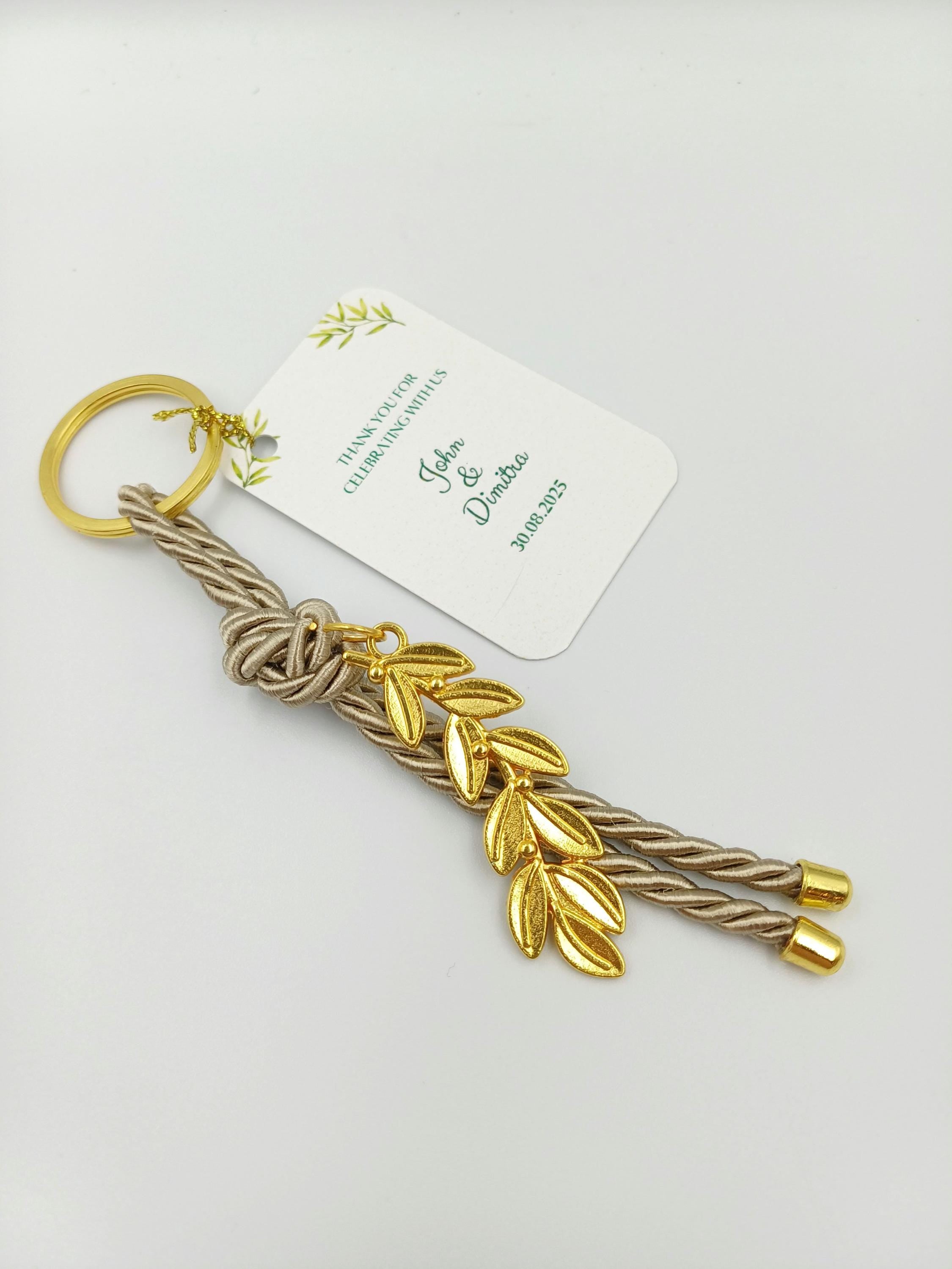 10 pcs, Personalized Martirika Keychain favors olive branch , bridal shower favors, Greek Wedding Favors,Baptism favors, bomboniera koufeta
