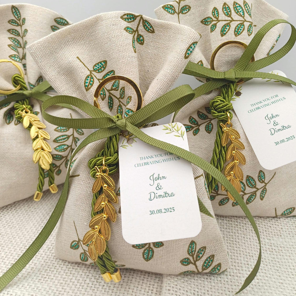 Personalized Olive Wedding Favors Olive branch Bombonieres Koufeta Gifts for Guests almond candy bags Greek baptism favors 10 pcs