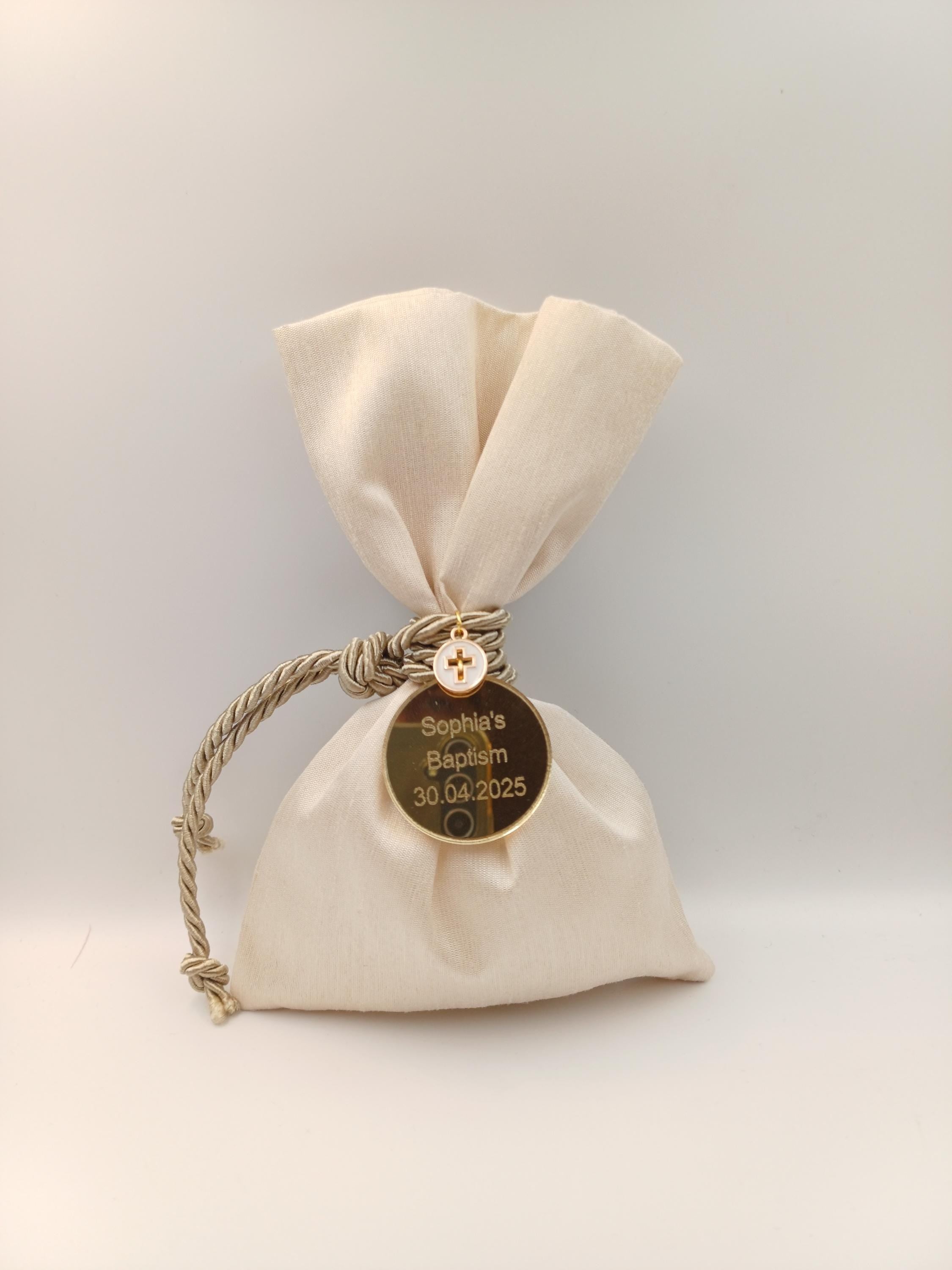 10 pcs, Personalized Baptism favors ,Greek wedding Bombonieres , Bridal shower party gifts, Baby shower candy bag, Communion party decor.
