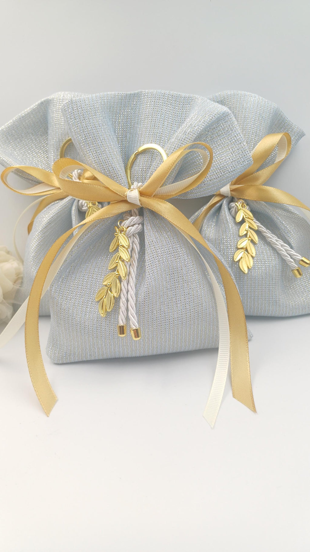 Elegant Wedding Favor Bag, Greek Baptism Favor with Olive branch key chain Koufeta  Orthodox baptism ,bridal shower 10 pcs.