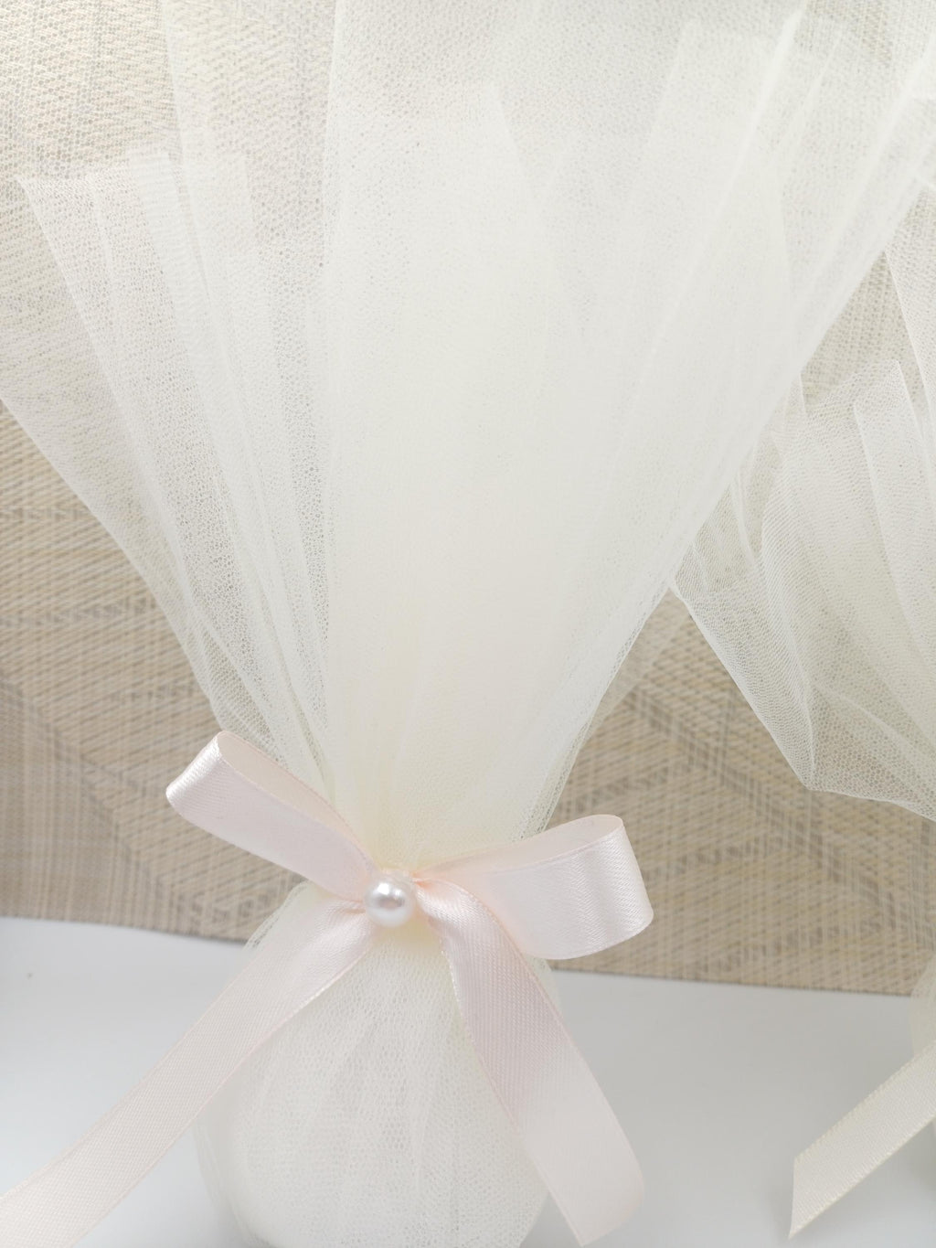 10 pcs, Greek Bombonieres, Orthodox wedding, Greek traditional tulle favor, Christening wedding favors with pearl, koufeta jordan almond.