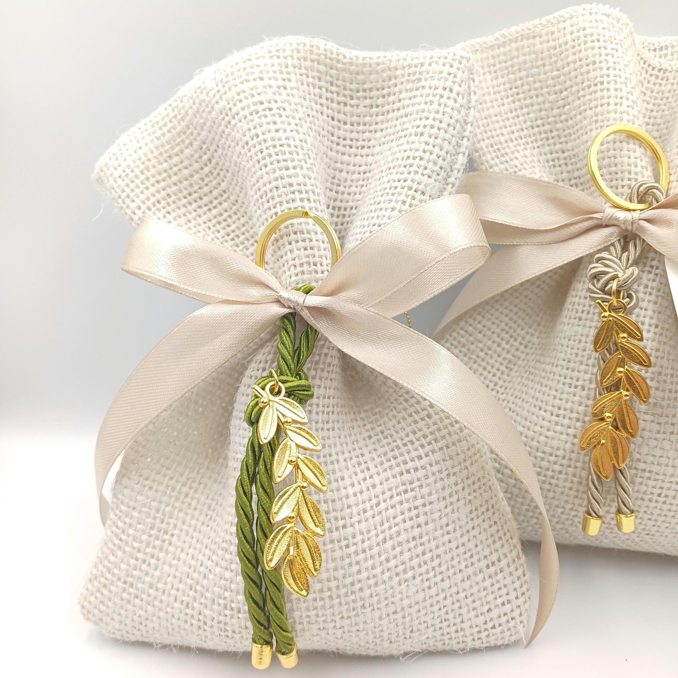 Greek Orthodox  bombonieres,Wedding  Almond Candy Favors , Olive branch favors,Bridal Shower,Rustic baptism Favors burlap bag,Koufeta, 10 pcs