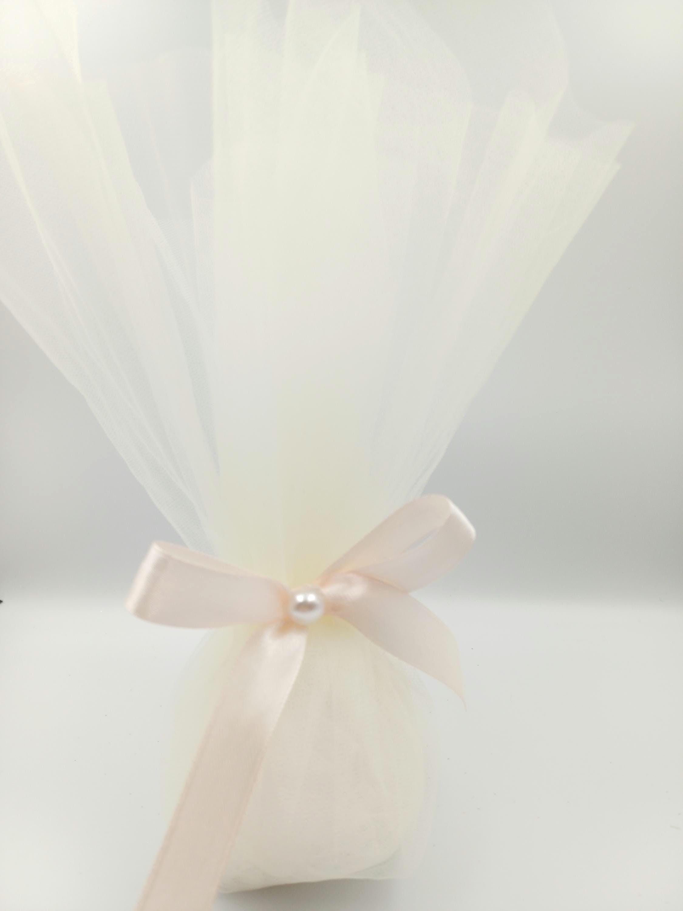 10 pcs, Greek Bombonieres, Orthodox wedding, Greek traditional tulle favor, Christening wedding favors with pearl, koufeta jordan almond.