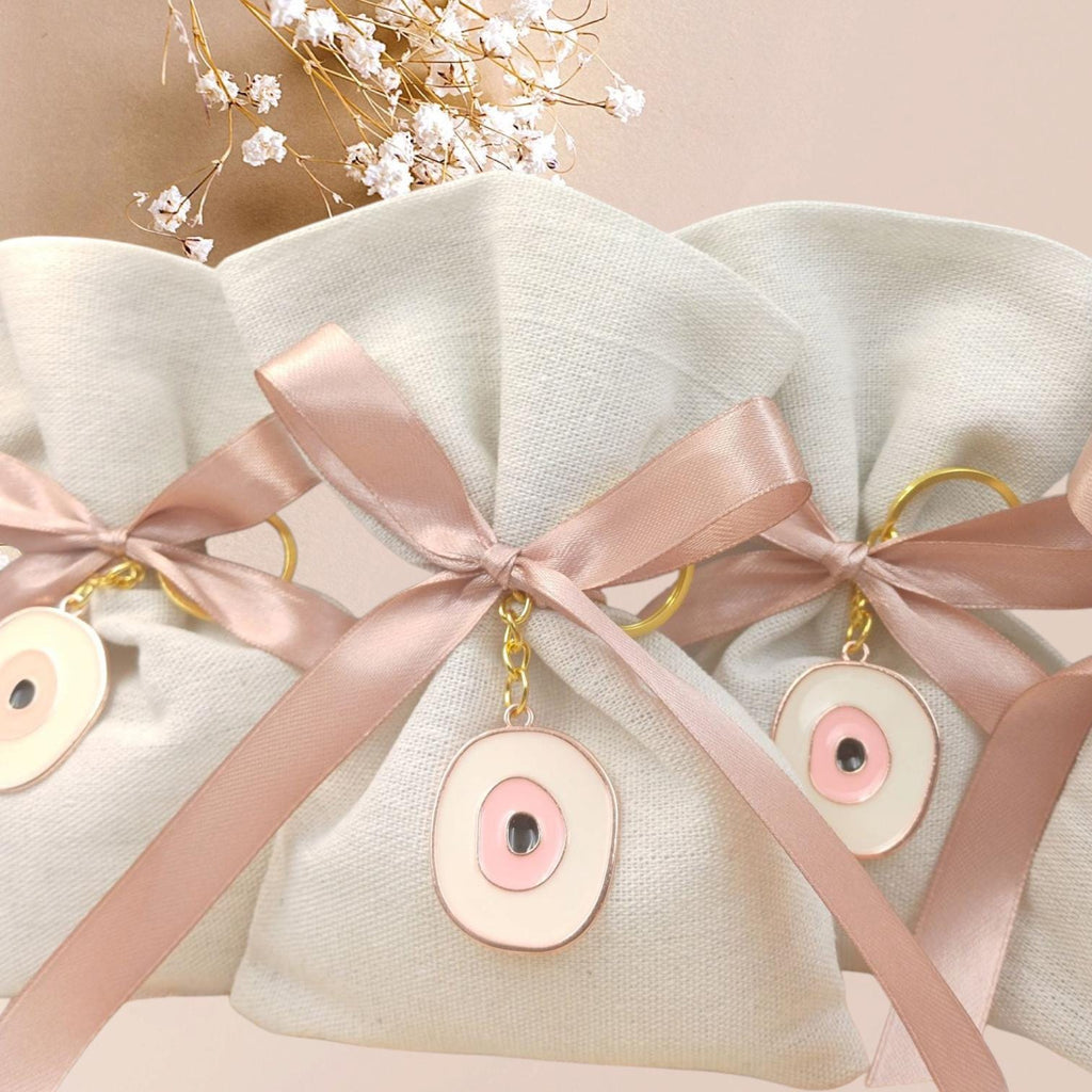 10 pcs, Greek baptism bombonieres, Orthodox Favors - Evil Eye Martyrika Keychain- Gifts for guests -Mibautizo -Witness gifts -koufeta almond