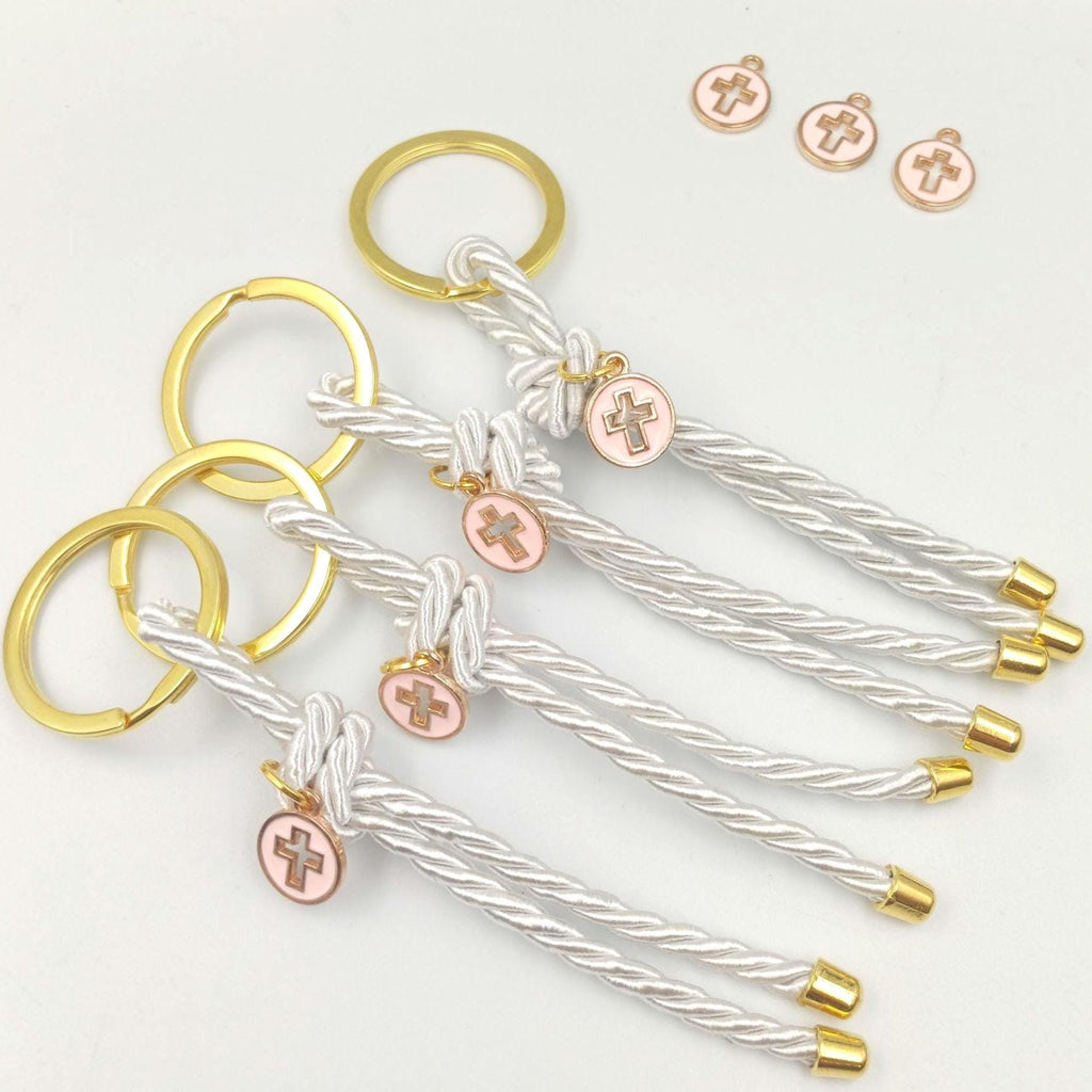 Baptism favors pink cross keychain Martyrika , Communion favors ,Greek Orthodox Witness favor first communion mi bautizo gifts,10 pcs.