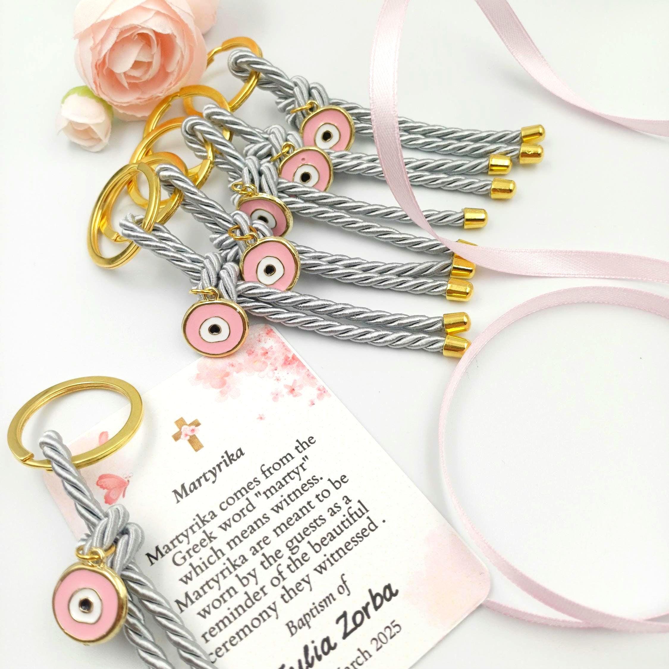 10 pcs,Martyrika key chain evil eye, Martirika, Greek  Baptism,Christening favor, Orthodox Witness gifts, first communion,mi bautizo.