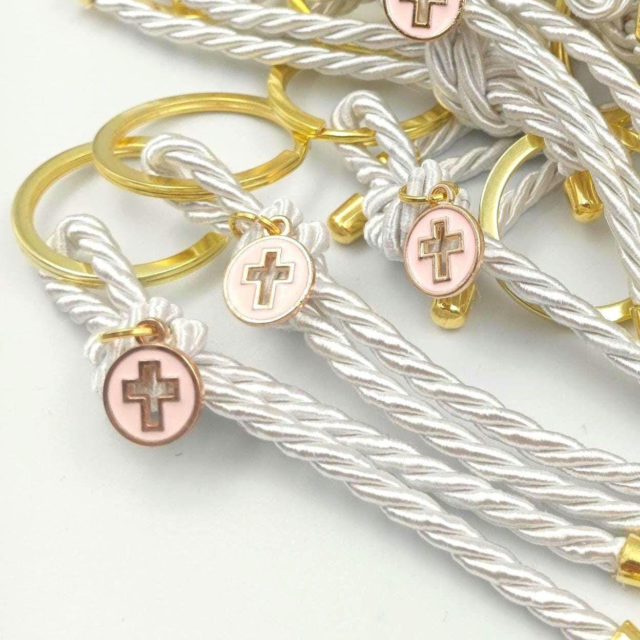 Baptism favors pink cross keychain Martyrika , Communion favors ,Greek Orthodox Witness favor first communion mi bautizo gifts,10 pcs.