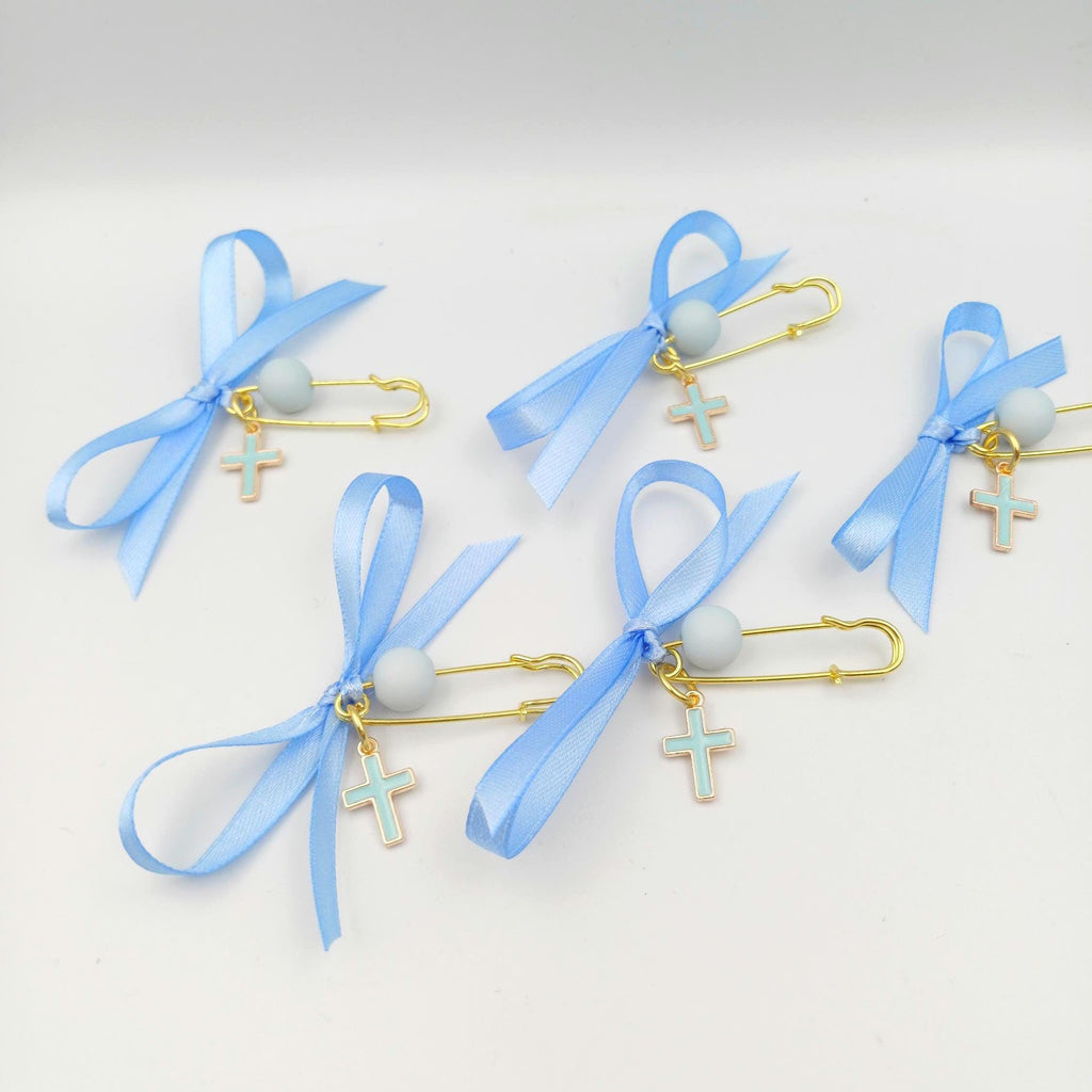 10 pcs, Greek Baptism enamel cross Martyrika safe pins, Boy baptism Witness favors pins, Baby shower , First Communion favors,Tyrcoise cross