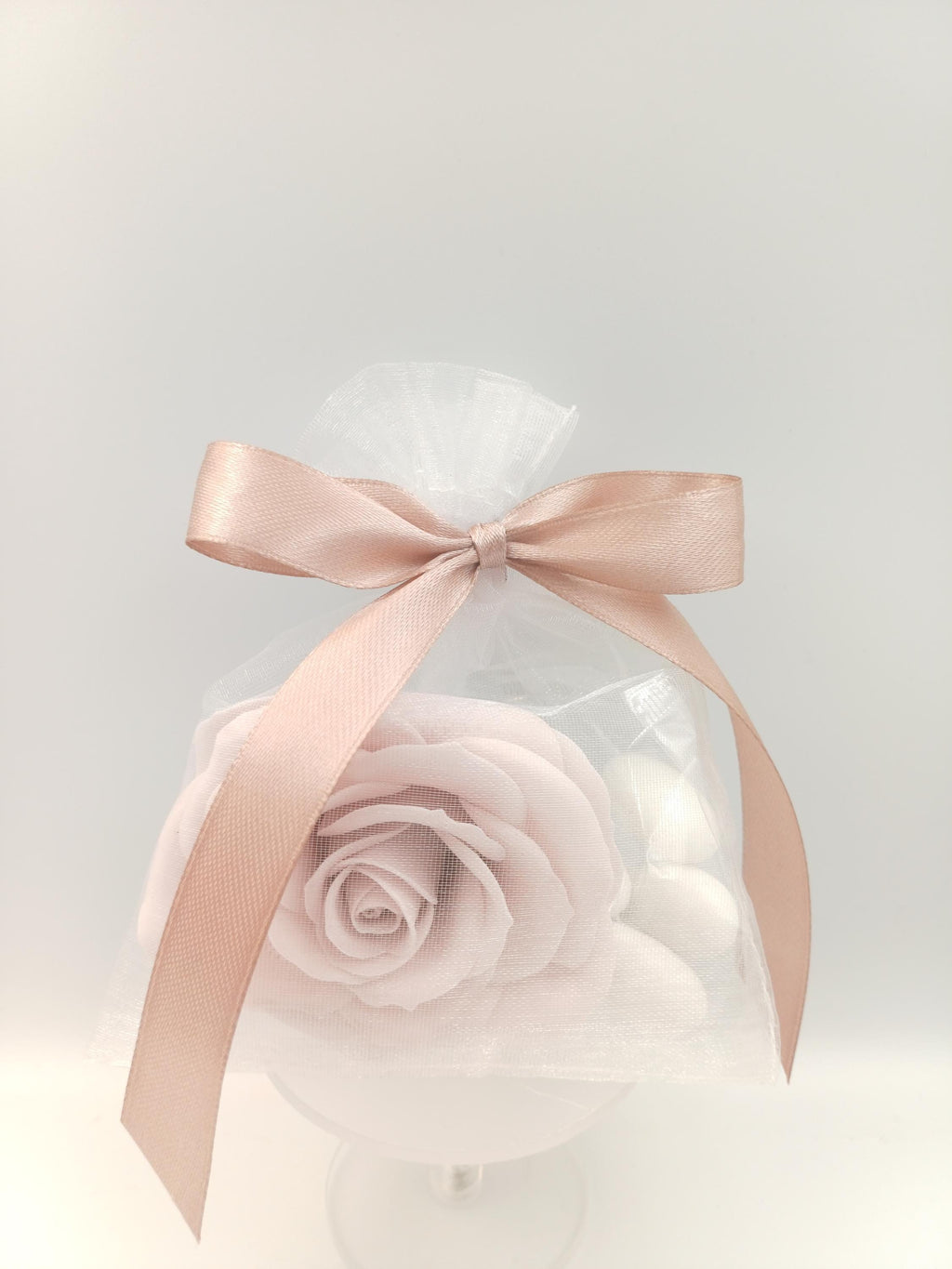 Wedding Favor with Rose Soap & Jordan Almonds Elegant Organza Bag bomboniera, Bridal Shower, Baptism, Baby Shower Gift for Guests,10 pcs.