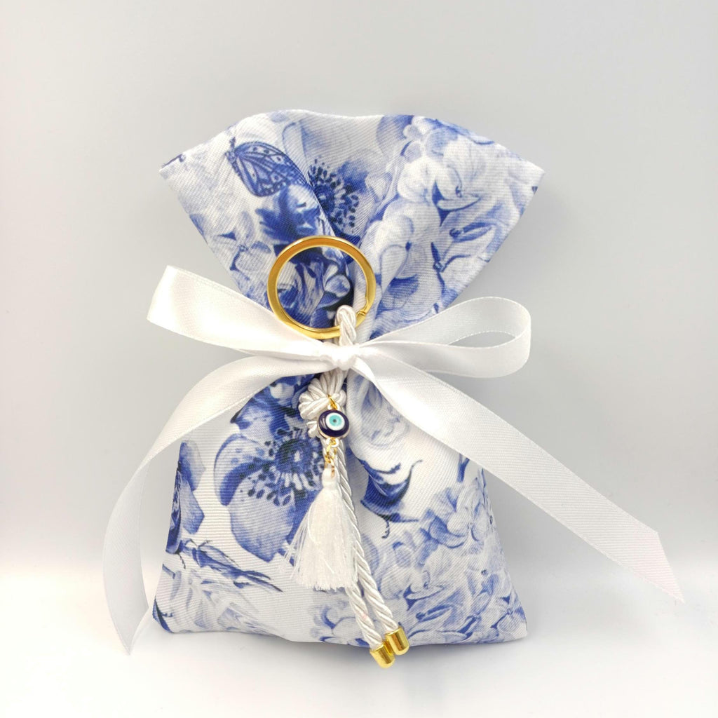 Floral wedding  favors  Greek baptism boubounieres evil eye Orthodox giveaway gifts sugared Almond candy pouches , koufeta bags ,10 pcs.
