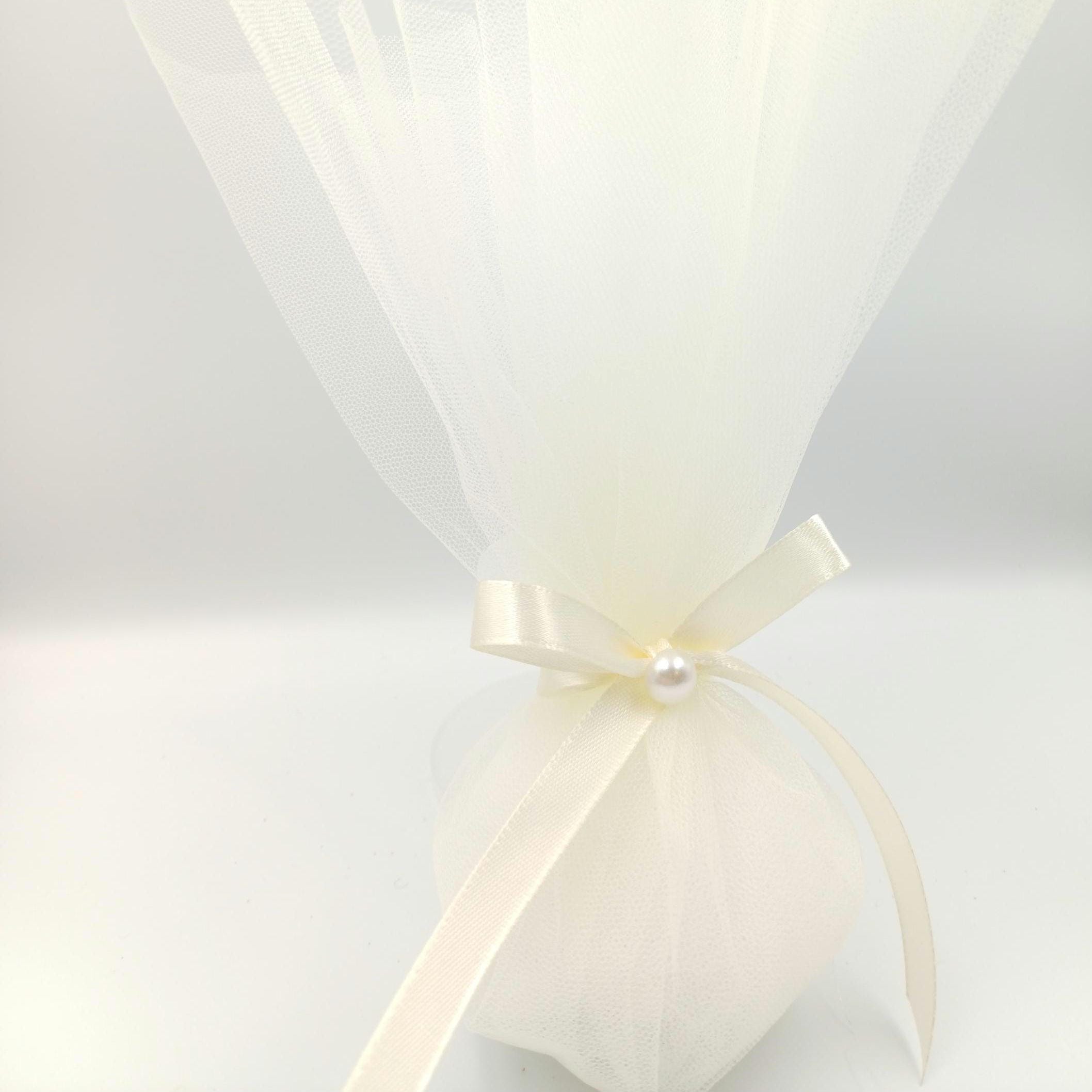 10 pcs, Greek Bombonieres, Orthodox wedding, Greek traditional tulle favor, Christening wedding favors with pearl, koufeta jordan almond.