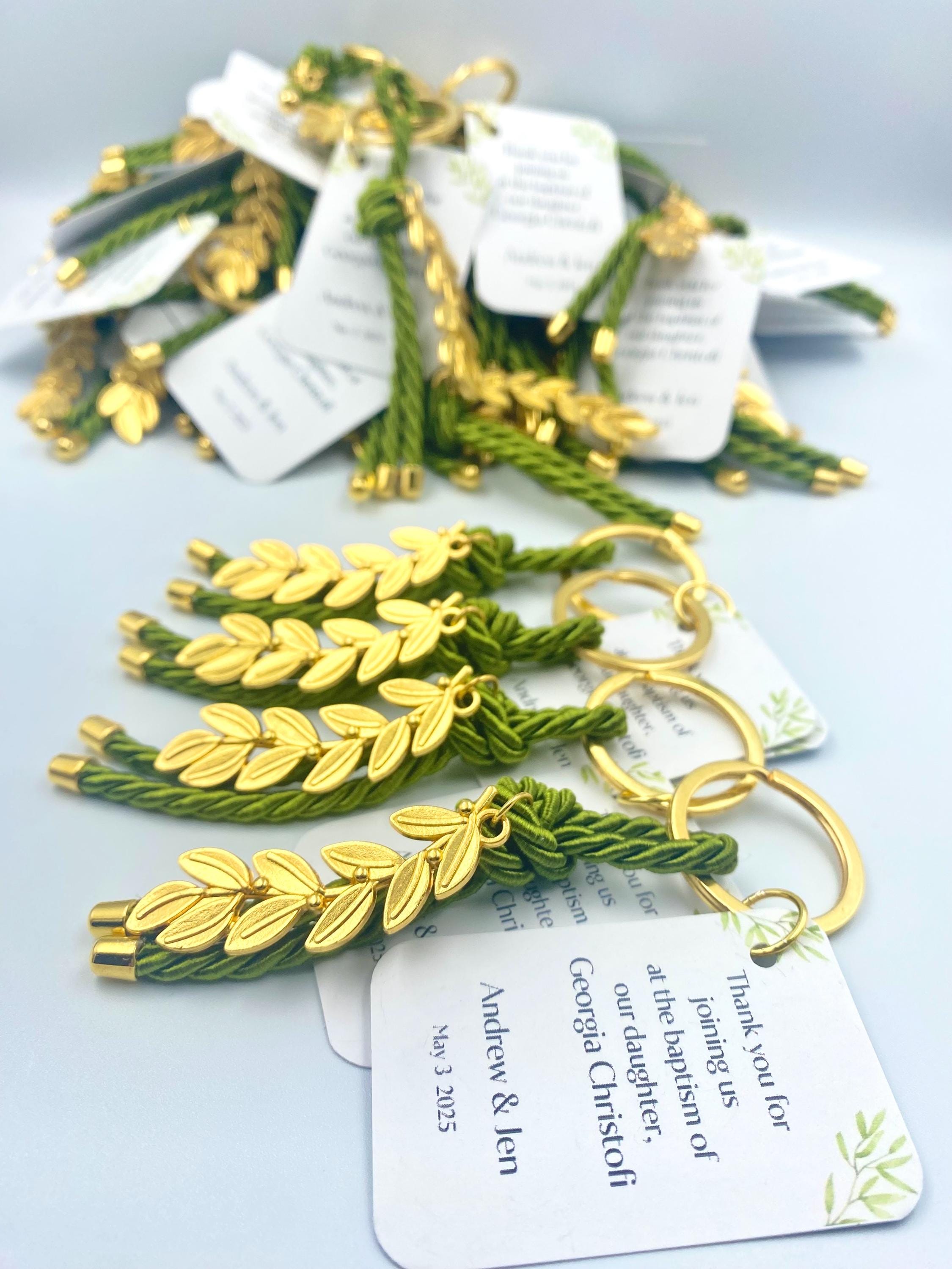 10 pcs, Personalized Olive branch Key chain baptism favors,Martyrika, Martirika Greek wedding witness gifts, baptism favor, Gift for guests