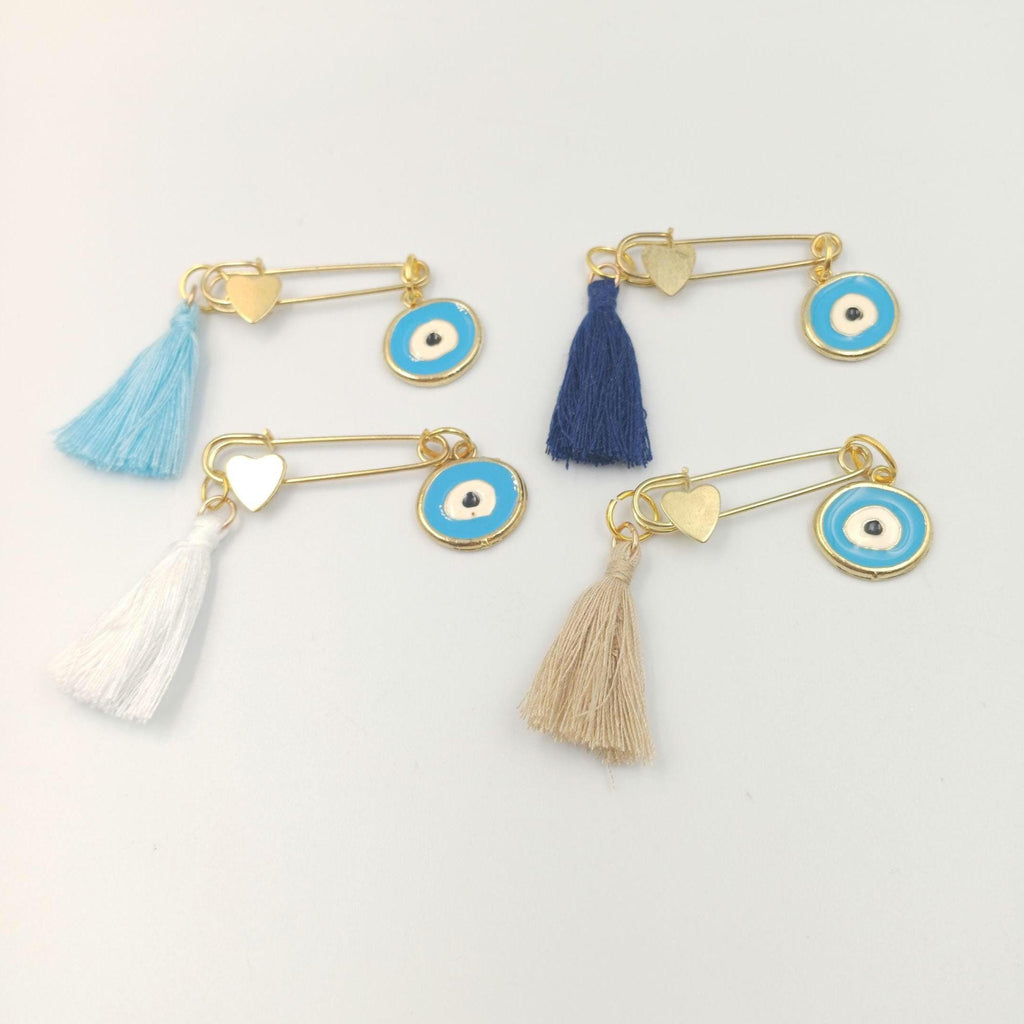 10 pcs, Greek Baptism  evil eye Martyrika safe pins, Boy baptism, Witness favors pins, Baby shower , First Communion favors, Greek mati.