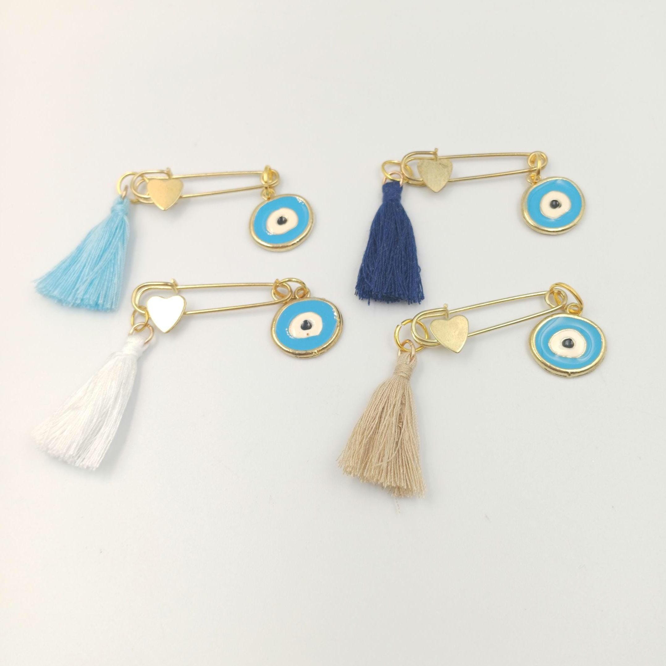 10 pcs, Greek Baptism  evil eye Martyrika safe pins, Boy baptism, Witness favors pins, Baby shower , First Communion favors, Greek mati.