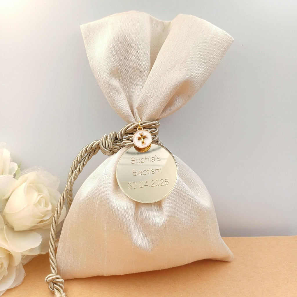 10 pcs, Personalized Baptism favors ,Greek wedding Bombonieres , Bridal shower party gifts, Baby shower candy bag, Communion party decor.