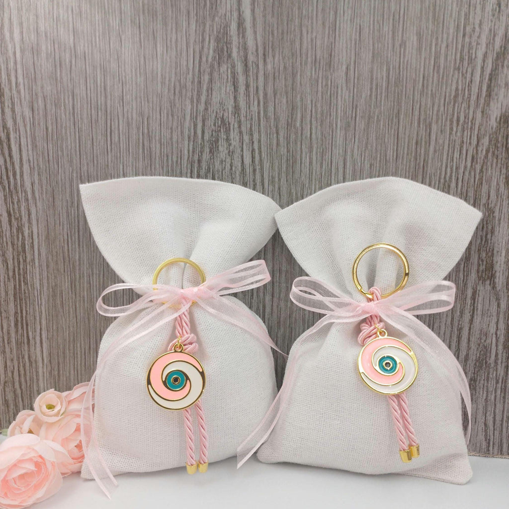 10 pcs, Greek baptism bombonieres, Orthodox Baptism- Evil Eye Martyrika Keychain-Girl Baptism Favor -Mibautizo -Witness gifts-koufeta almond
