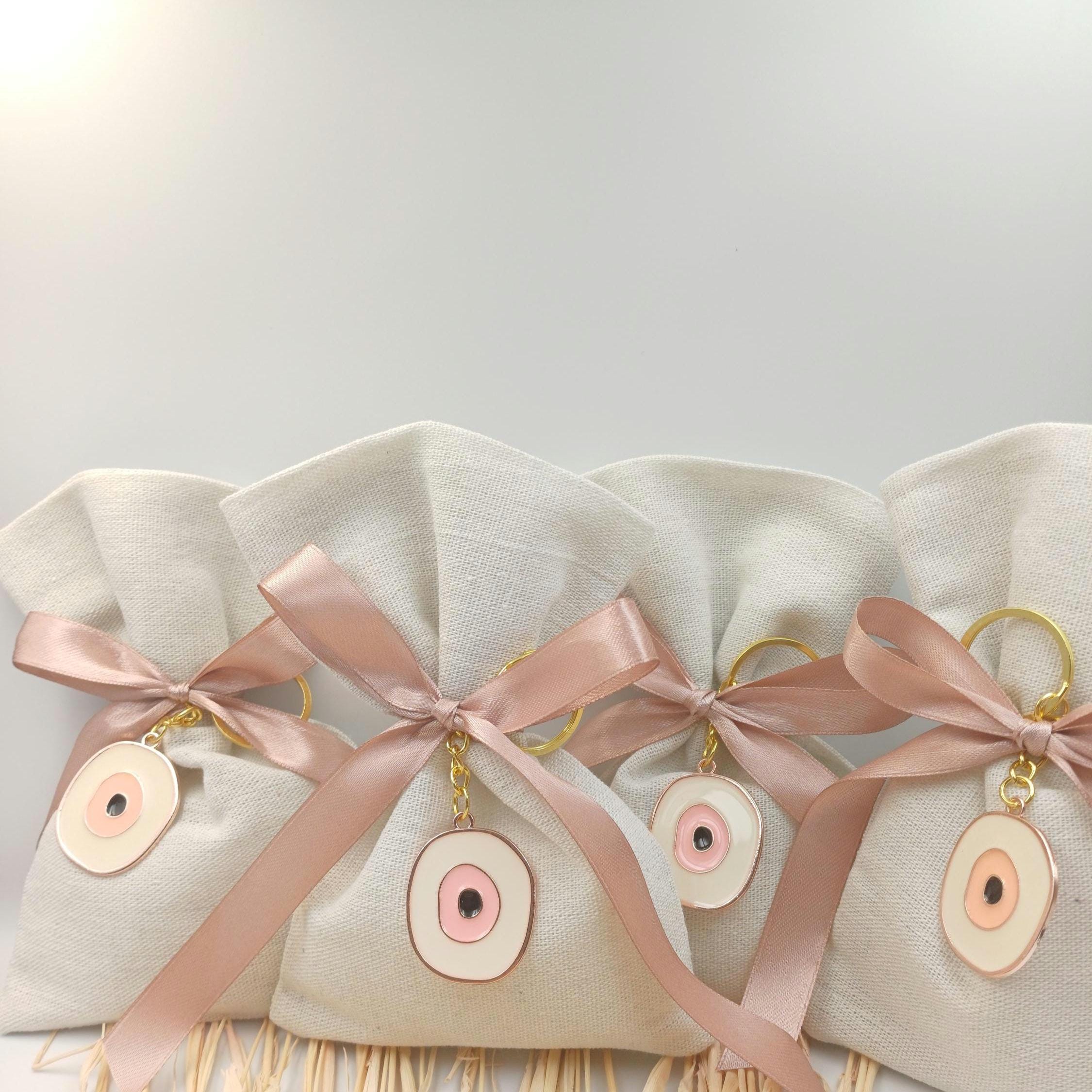 10 pcs, Greek baptism bombonieres, Orthodox Favors - Evil Eye Martyrika Keychain- Gifts for guests -Mibautizo -Witness gifts -koufeta almond