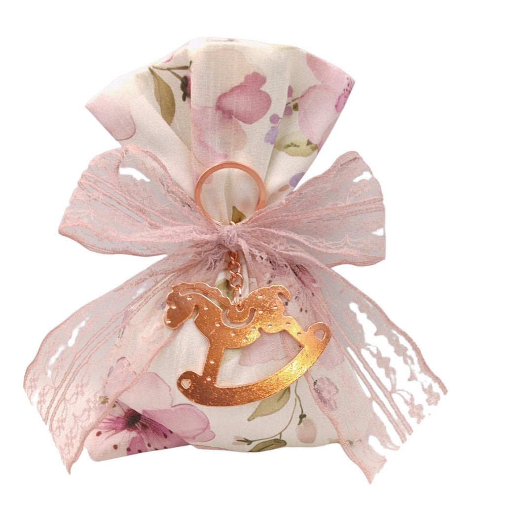 Floral Baptism favors  Greek Orthodox baptism boubounieres ,Communion gifts sugared Almond candy satin pouches , koufeta bags ,10 pcs.
