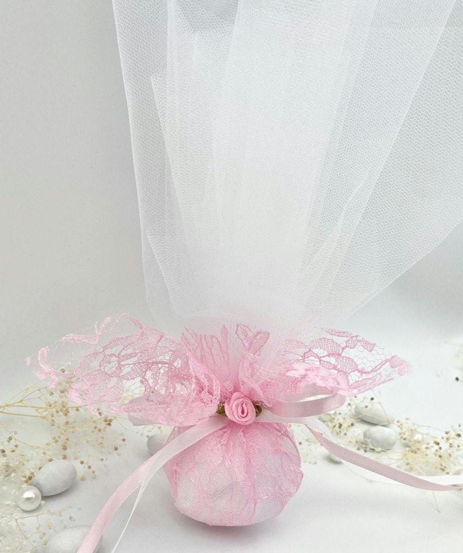 10 pcs, White favors,Pink favors,Tulle and lace Wedding Favor, Greek wedding, Orthodox wedding,  Mpomponiera, Bomboniere, Koufeta.