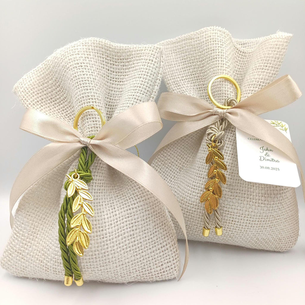 Greek Orthodox  bombonieres,Wedding  Almond Candy Favors , Olive branch favors,Bridal Shower,Rustic baptism Favors burlap bag,Koufeta, 10 pcs