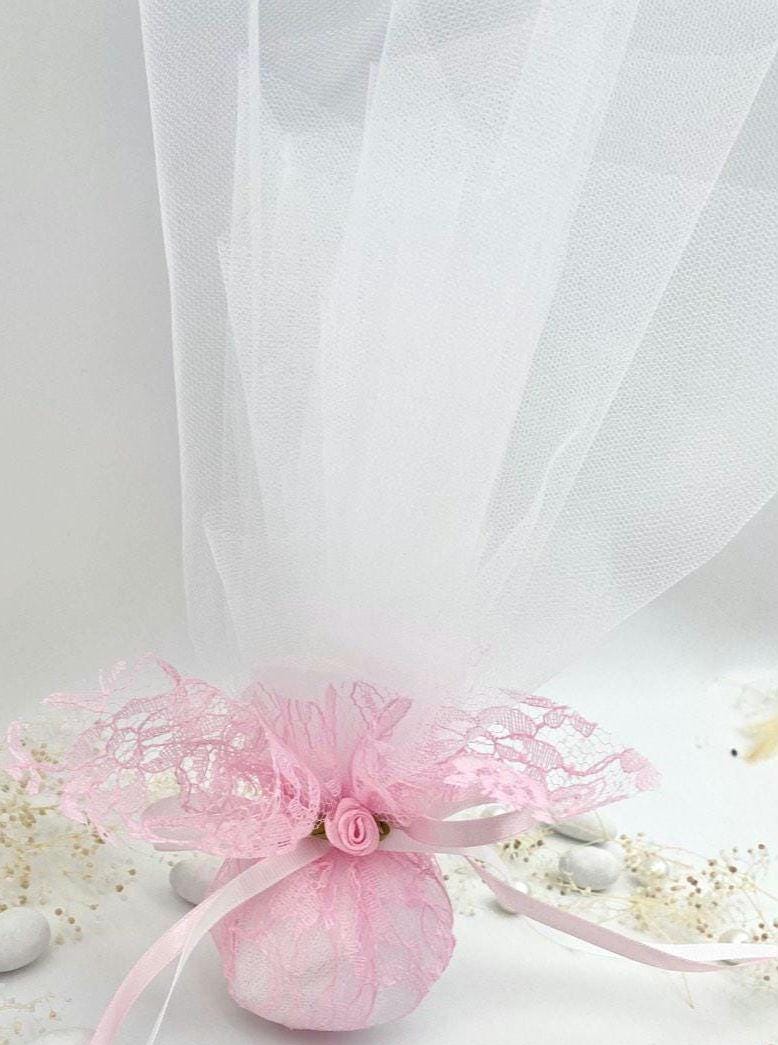 10 pcs, White favors,Pink favors,Tulle and lace Wedding Favor, Greek wedding, Orthodox wedding,  Mpomponiera, Bomboniere, Koufeta.