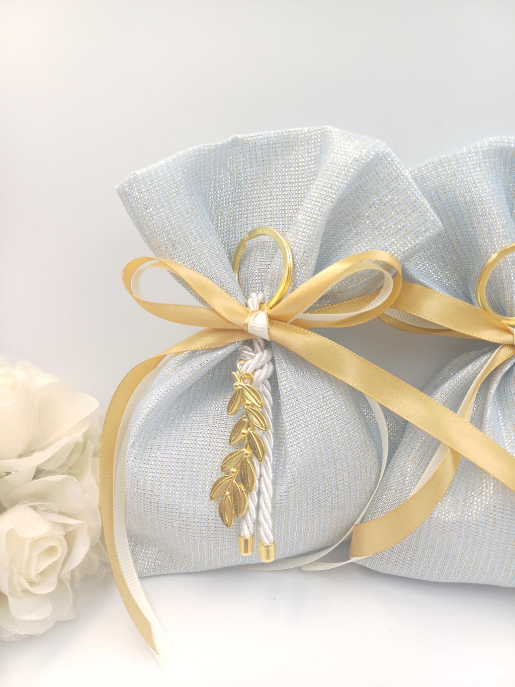 Elegant Wedding Favor Bag, Greek Baptism Favor with Olive branch key chain Koufeta  Orthodox baptism ,bridal shower 10 pcs.