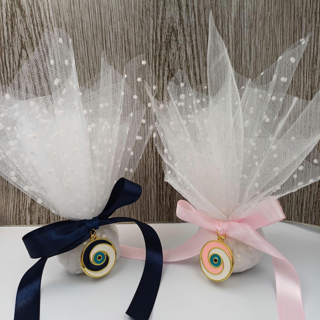 10 pcs,Baptism favors,Greek baptism orthodox tulle bombonieres Evil eye koufeta jordan almonds favors,mi bautizo confetti,first communion.