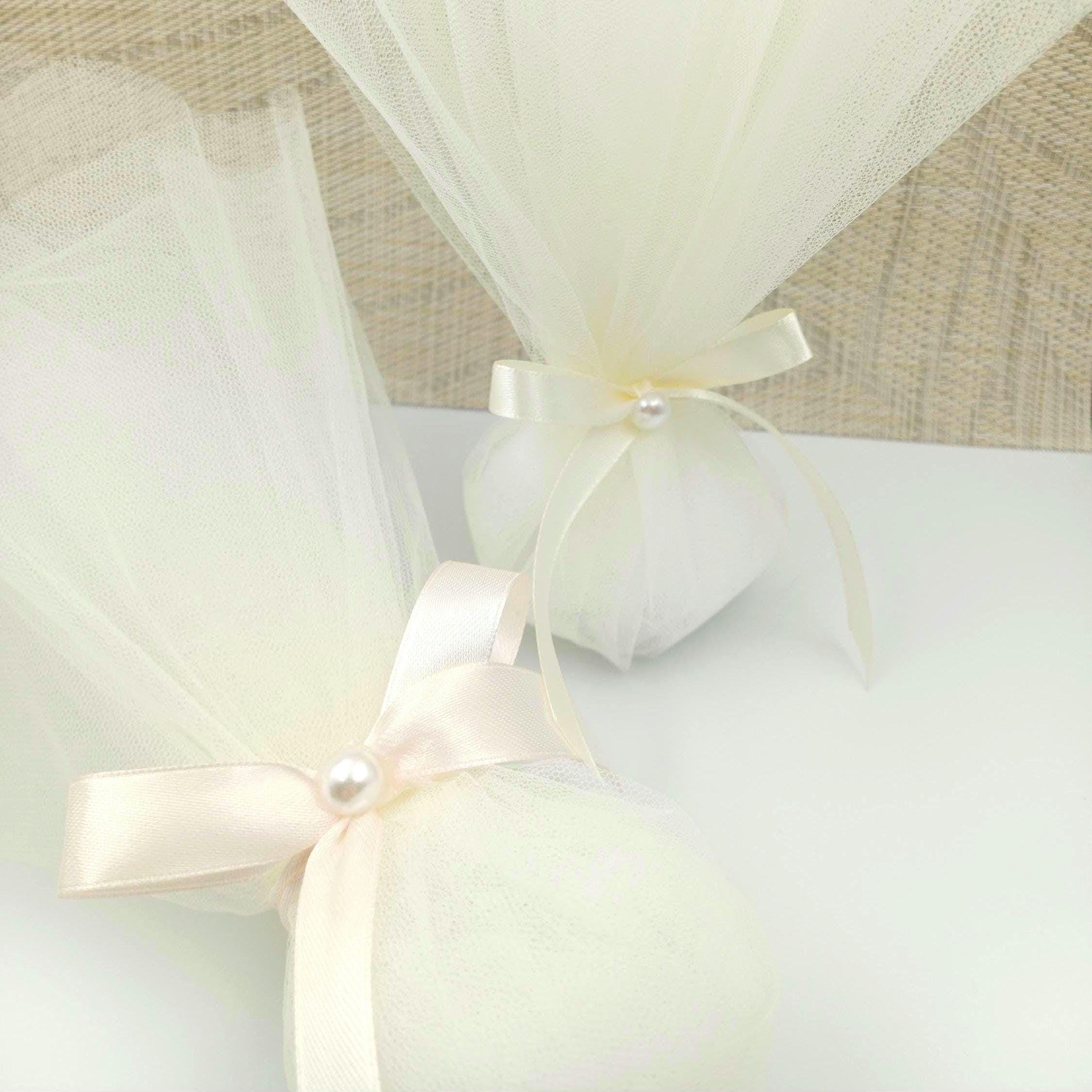 10 pcs, Greek Bombonieres, Orthodox wedding, Greek traditional tulle favor, Christening wedding favors with pearl, koufeta jordan almond.