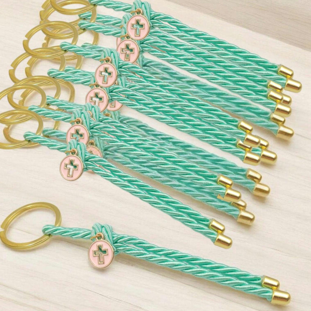 Baptism favors sage green cross keychain Martyrika , Communion favors ,Greek Orthodox Witness favor first communion gifts mi bautizo ,10 pcs