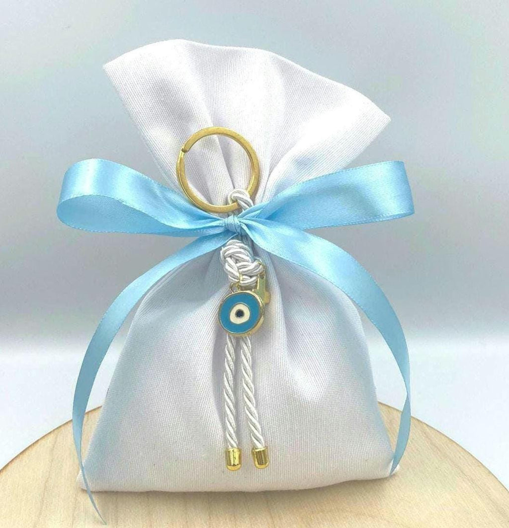 10pcs, Greek baptism favors, Evil eye keychain martyrika , Boy baptism, Christening favor, koyfeta, bomboniera almond candy favor.