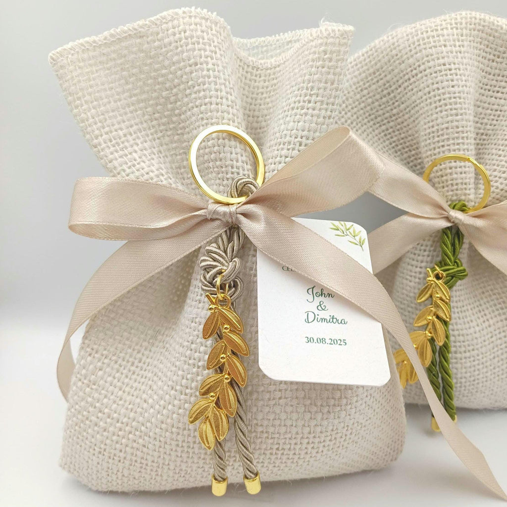 Greek Orthodox  bombonieres,Wedding  Almond Candy Favors , Olive branch favors,Bridal Shower,Rustic baptism Favors burlap bag,Koufeta, 10 pcs