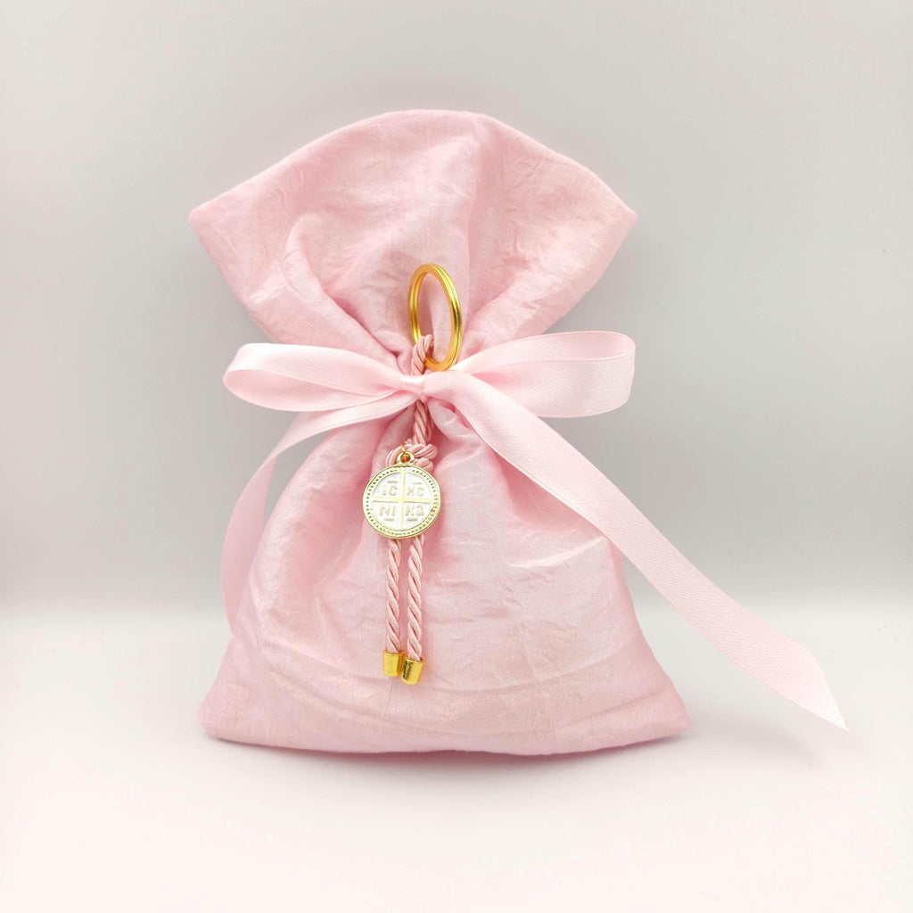 10 pcs, Greek Orthodox baptism boubounieres, Cross keychain Martyrika,Girl baptism, Koufeta, First communion baby shower Almond candy .