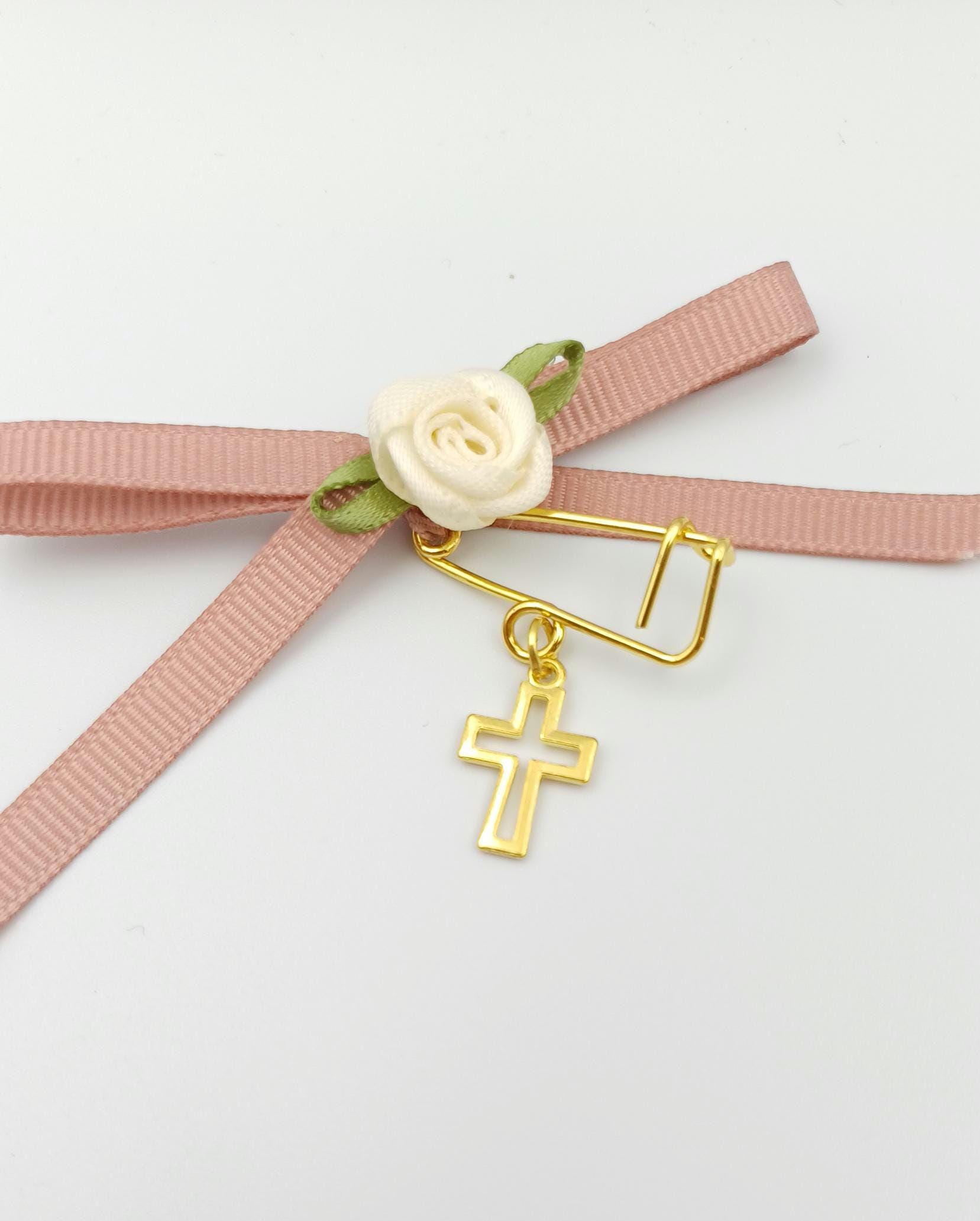 10 pcs, Martyrika safe pins, Girl baptism, Witness favors pins, Greek Orthodox baptism , Cross pin favors, Martirika, First communion  pin.