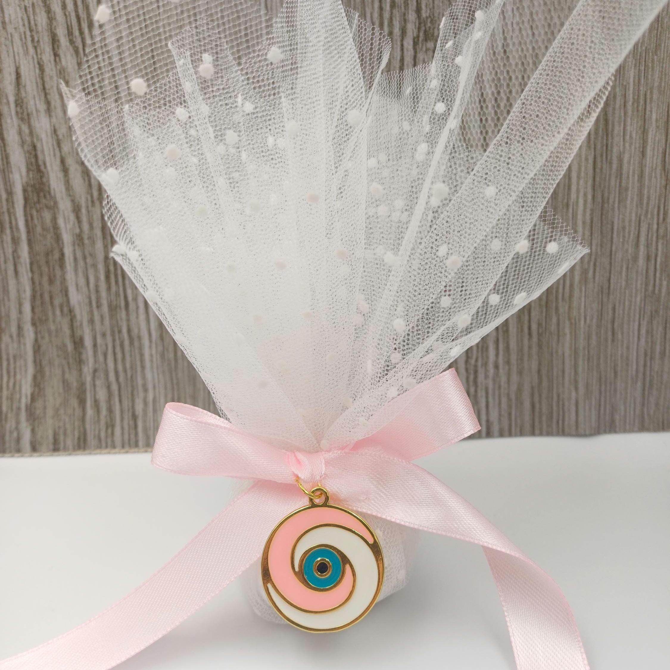 Baptism favors, orthodox Pink Evil eye favors bomboniera jordan almonds koufeta ,mi bautizo confetti,first communion , baby shower 10 pcs.